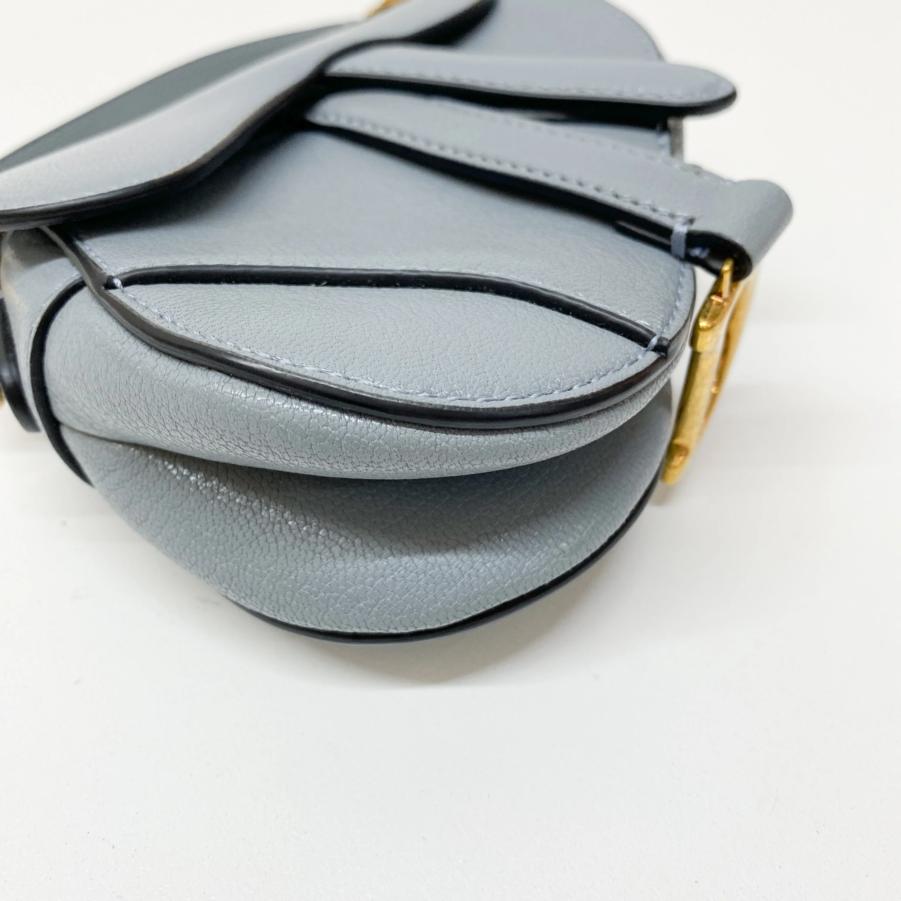 Micro Saddle Blue Leather Hand Bag - Image 8