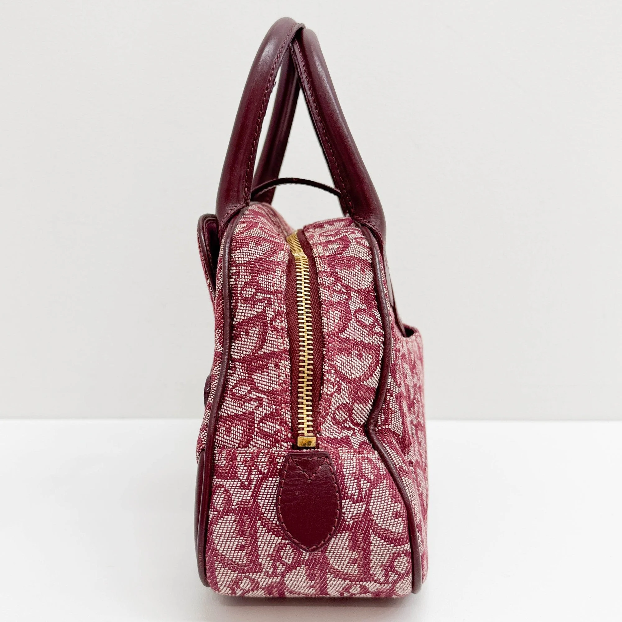 Mini Saddle Bowler Bordeaux Trotter Canvas Hand Bag - Image 5