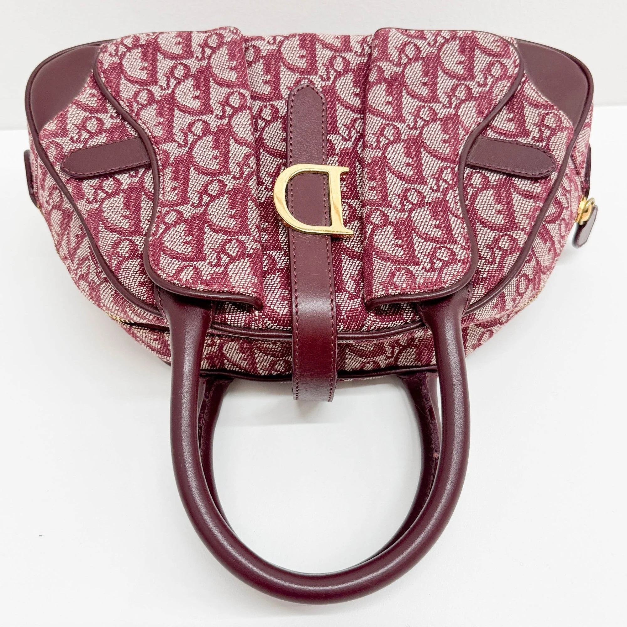 Mini Saddle Bowler Bordeaux Trotter Canvas Hand Bag - Image 6
