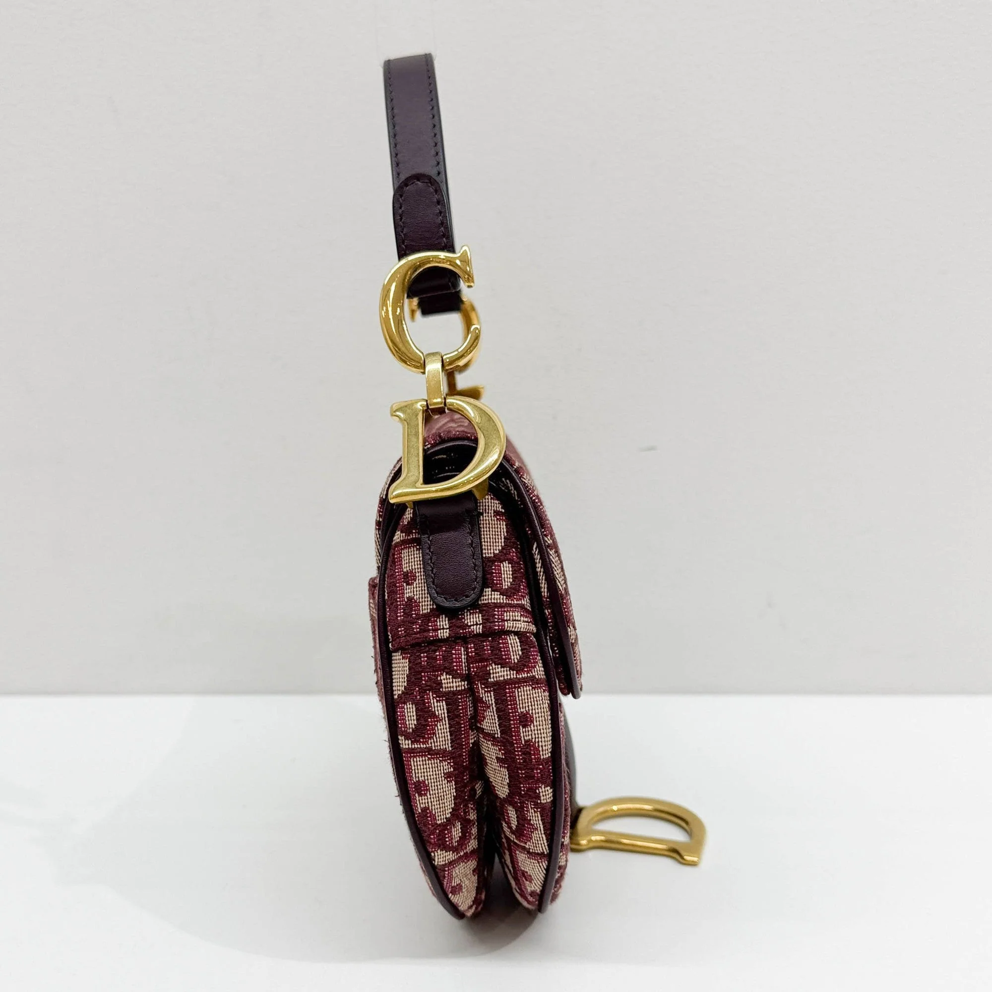 Mini Saddle Burgundy Trotter Canvas Hand Bag - Image 5