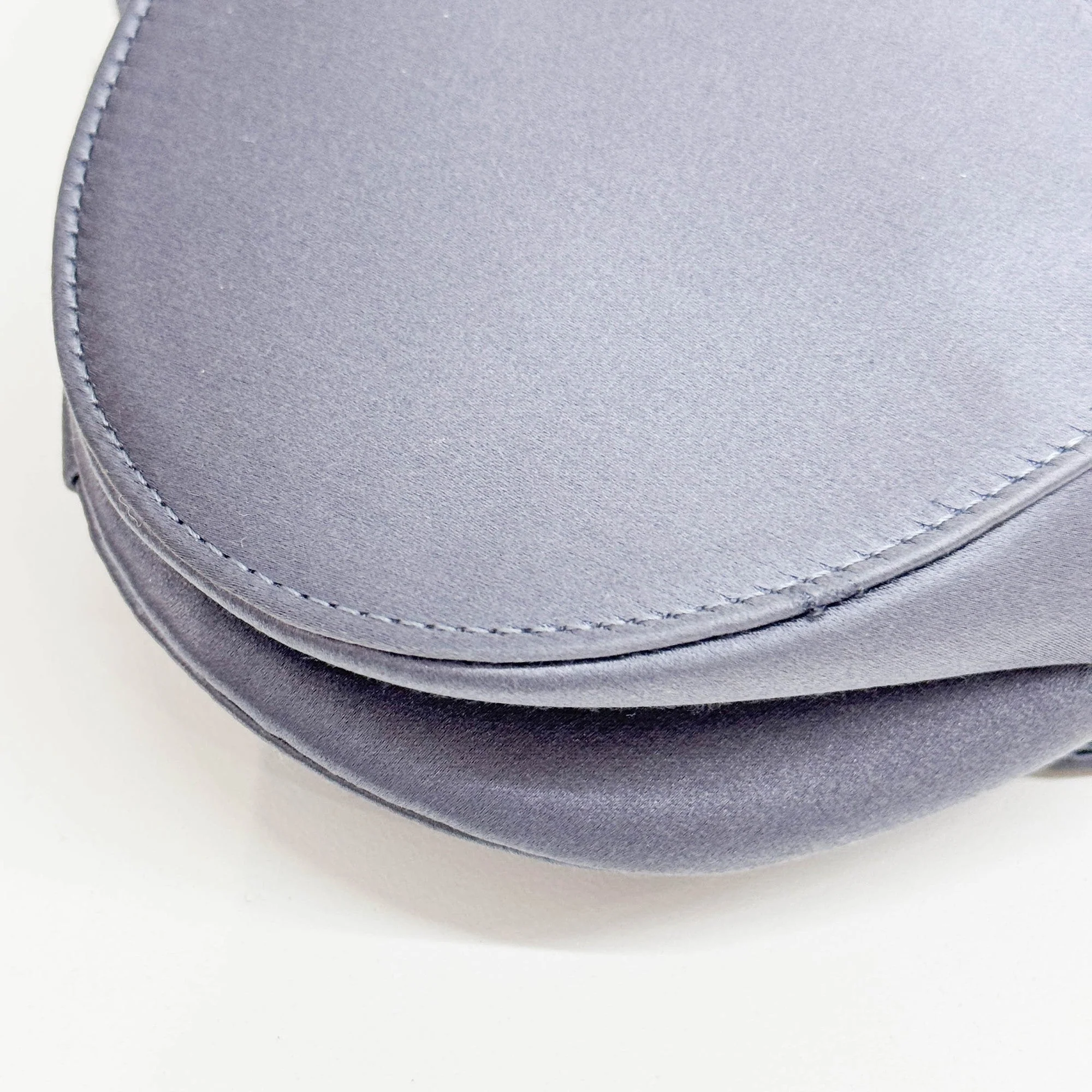 Mini Saddle Crystal Embellished Dusty Blue Satin Shoulder Bag - Image 15