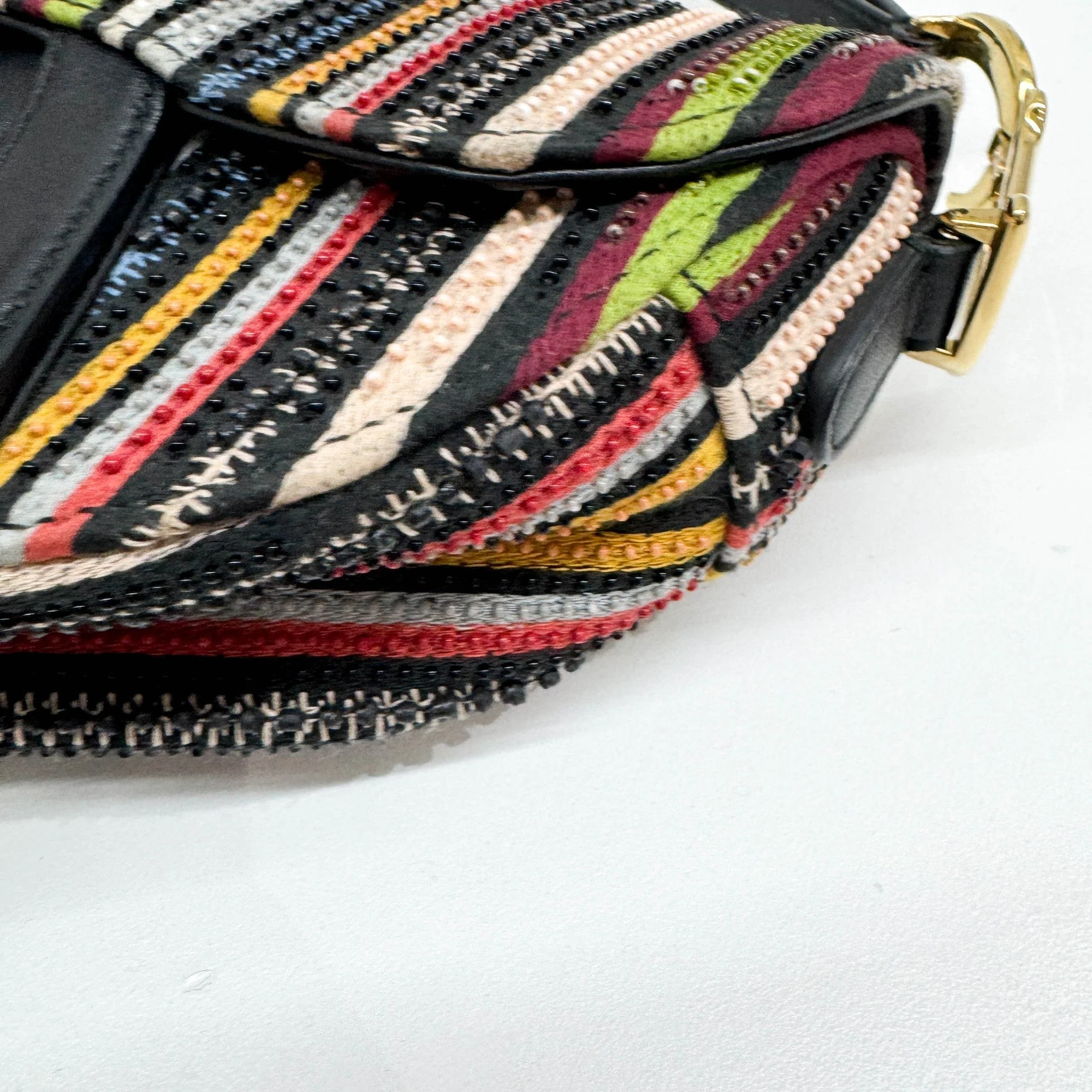 Mini Saddle Multicolor Beaded Two Way Bag - Image 10