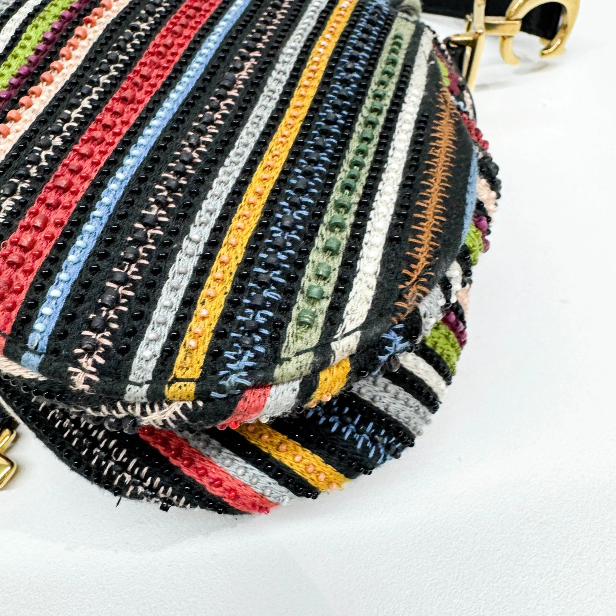 Mini Saddle Multicolor Beaded Two Way Bag - Image 11
