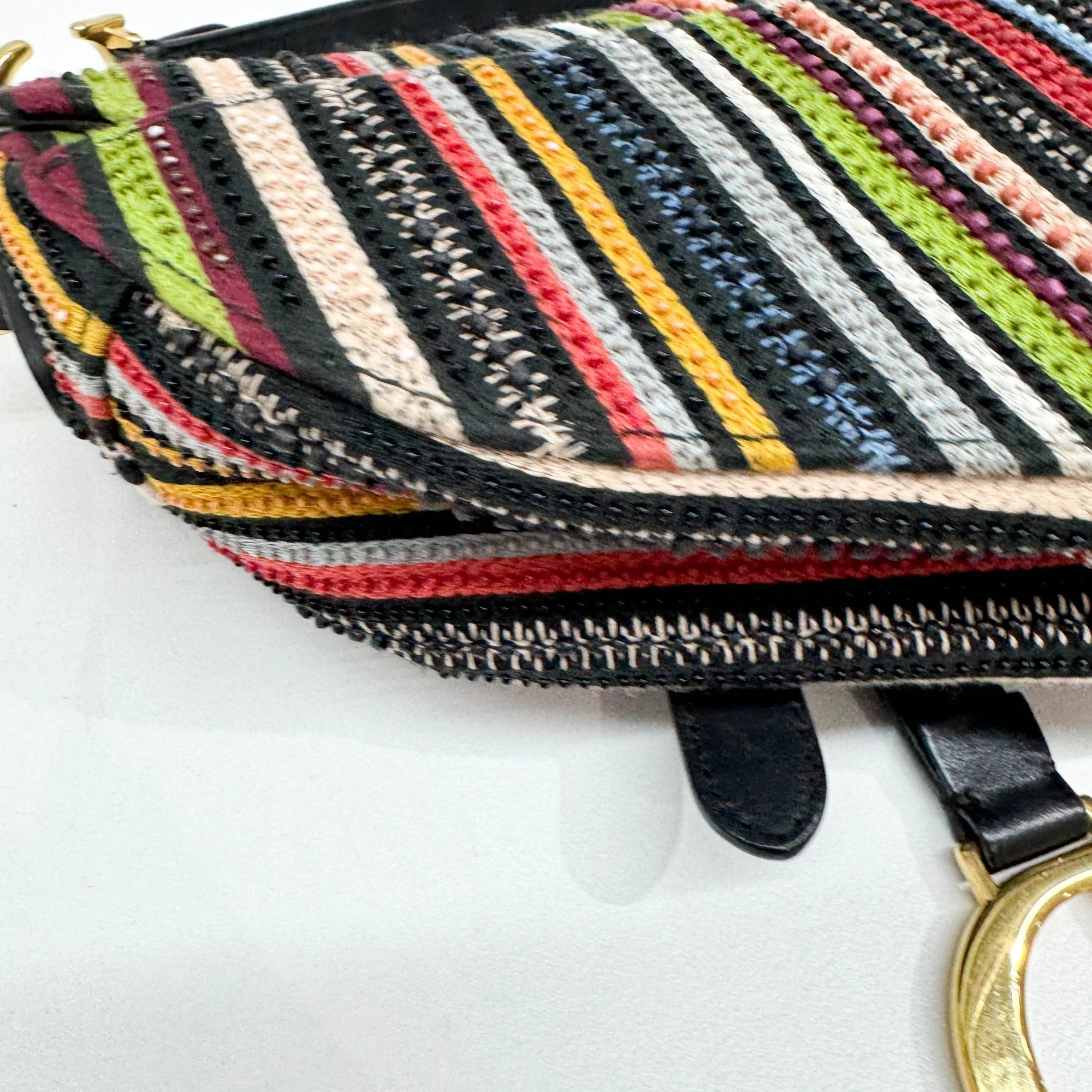 Mini Saddle Multicolor Beaded Two Way Bag - Image 12
