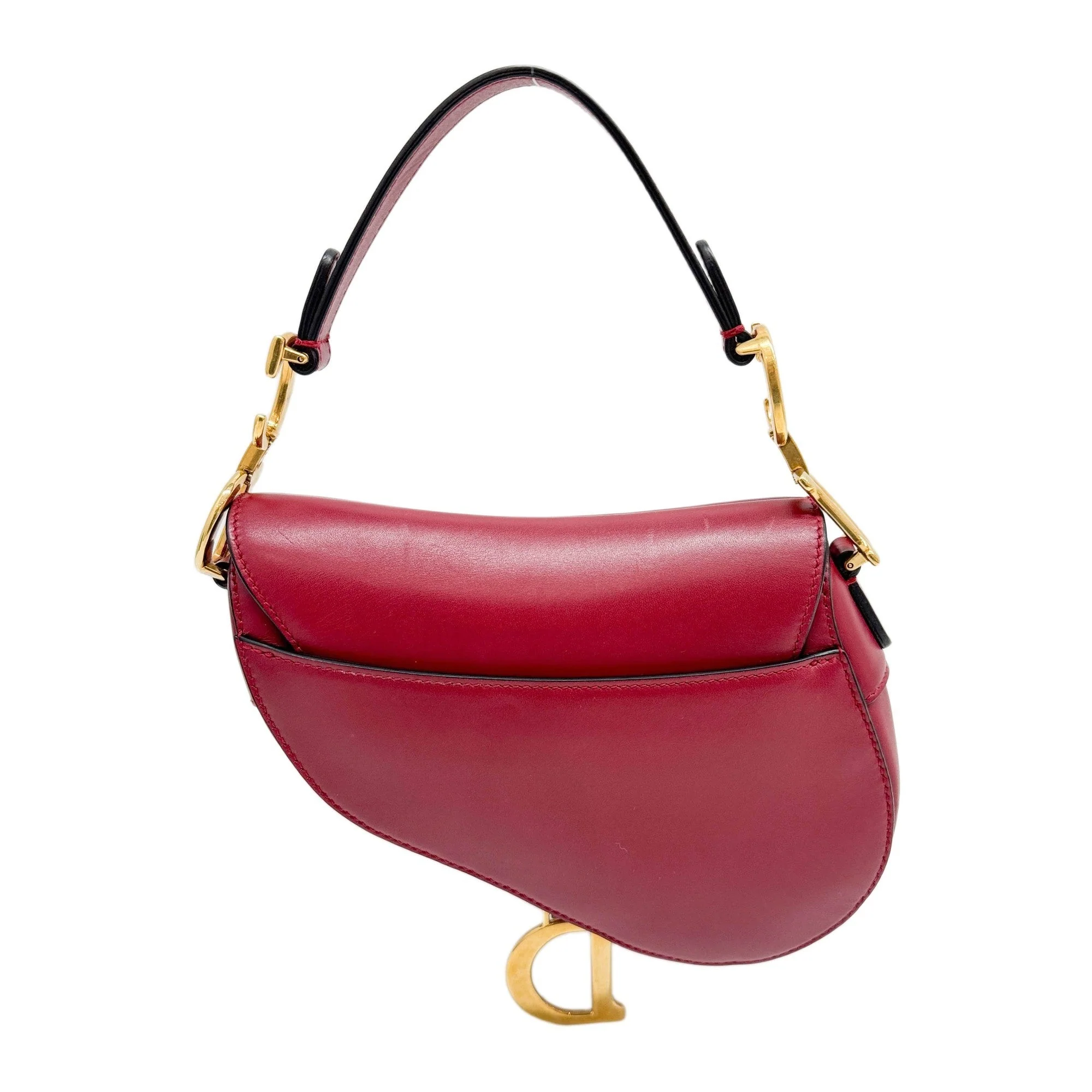Mini Saddle Red Leather Hand Bag - Image 2