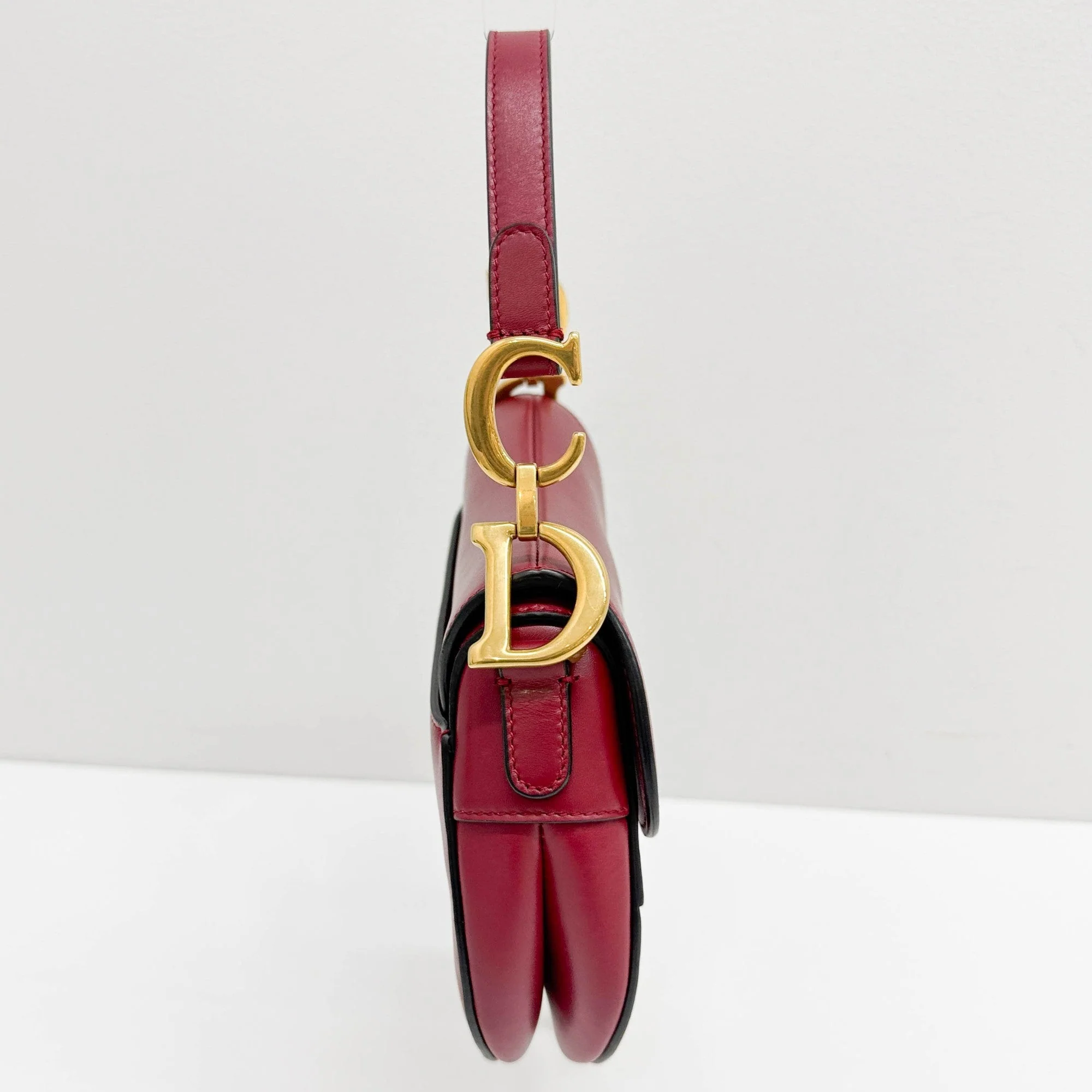 Mini Saddle Red Leather Hand Bag - Image 6