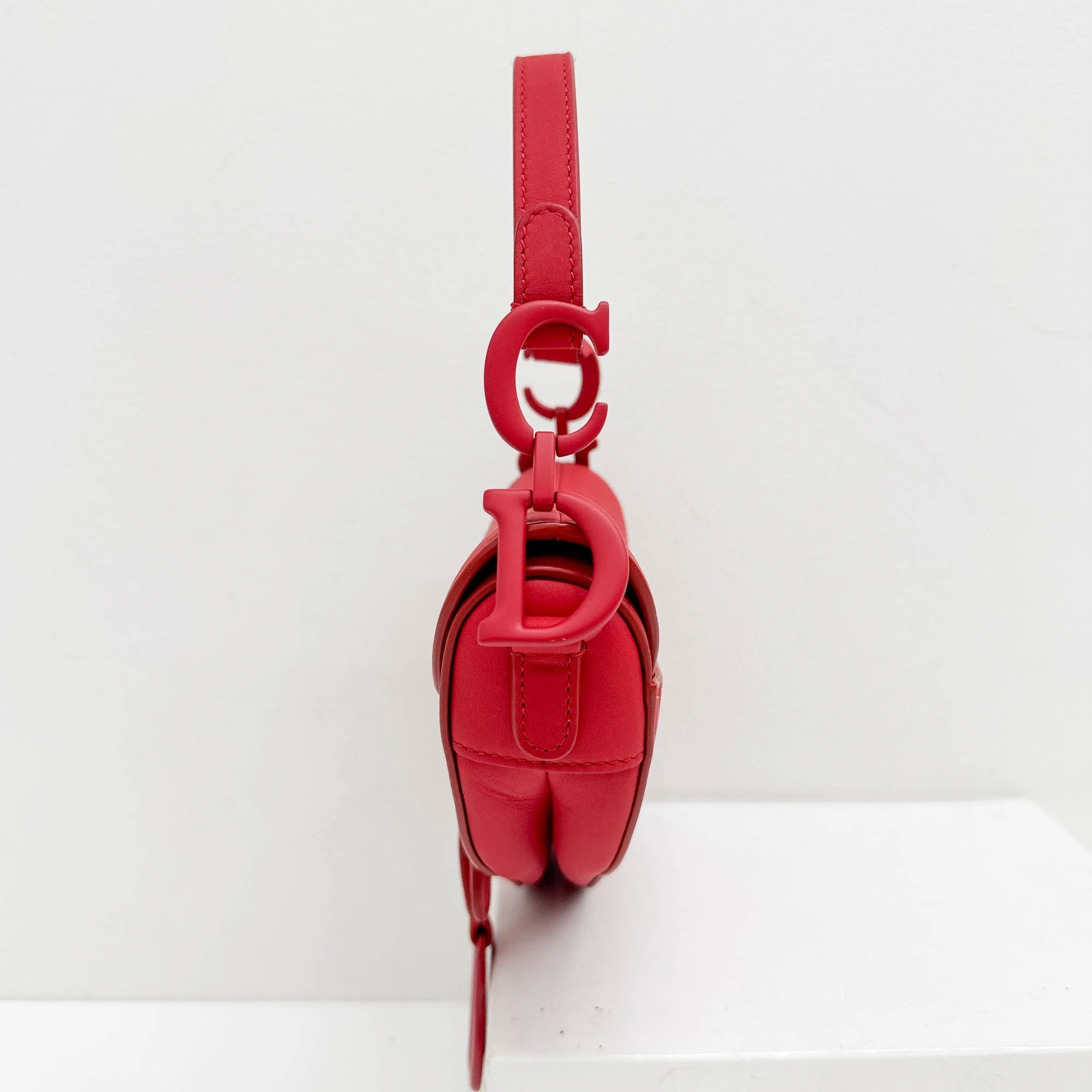 Mini Saddle Red Leather Shoulder Bag - Image 6