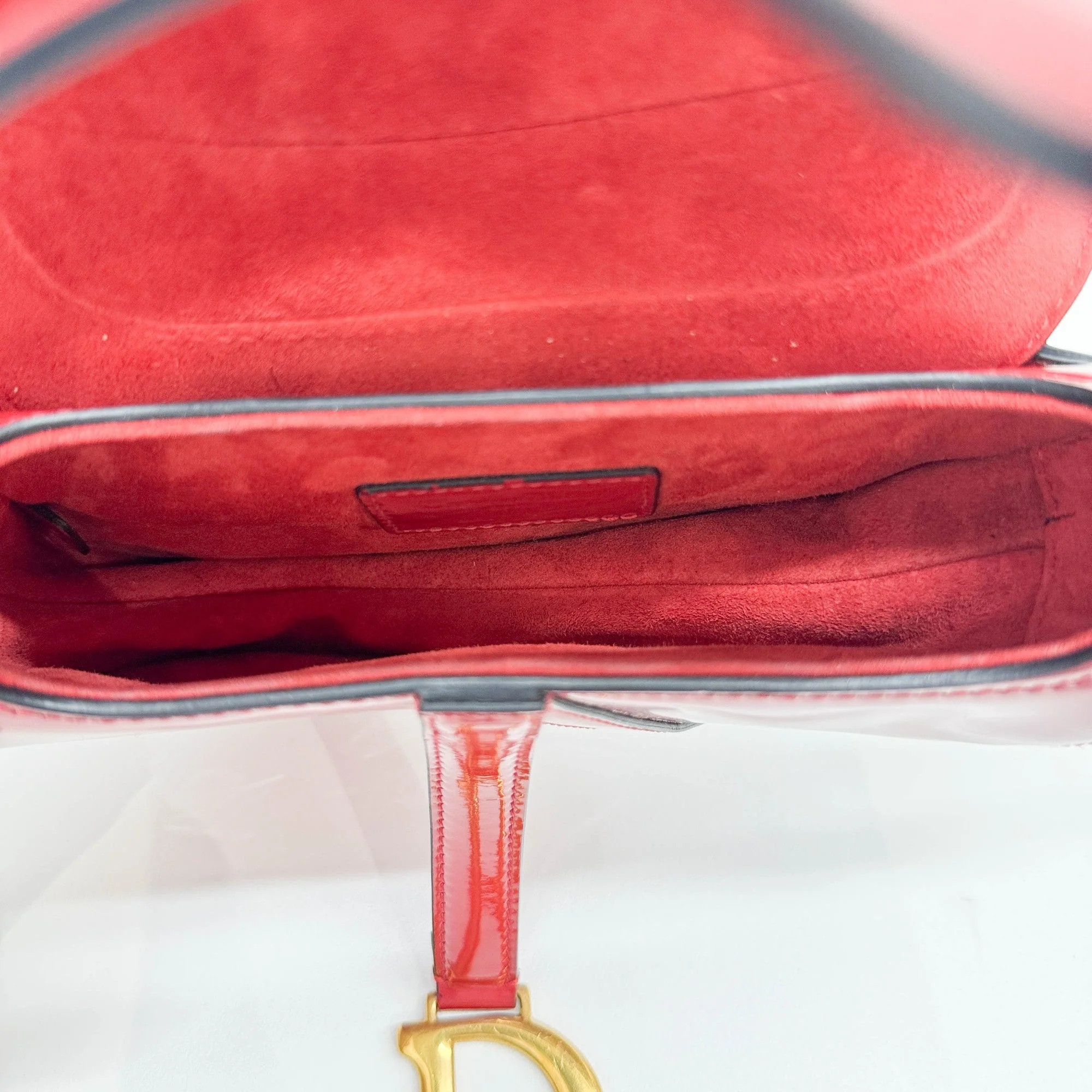 Mini Saddle Red Patent Leather Hand Bag - Image 17