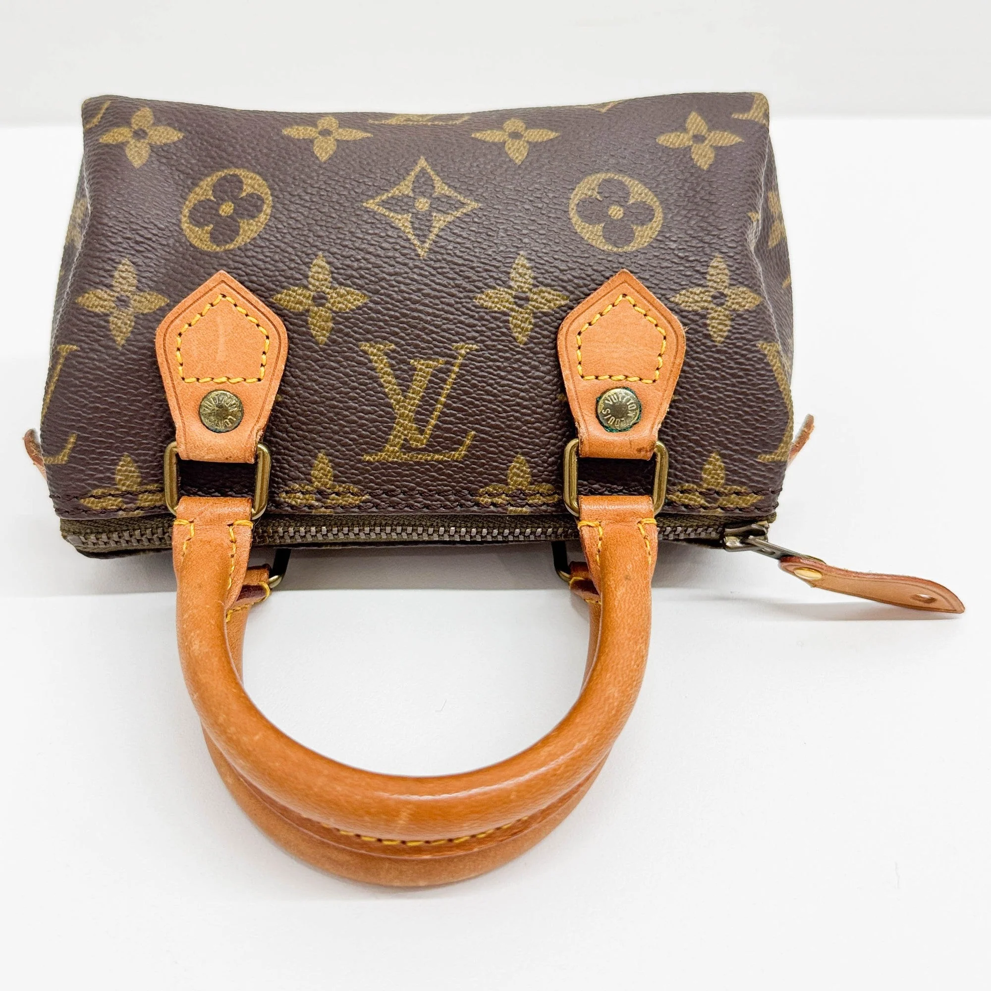 Mini Speedy Brown Monogram Leather Hand Bag - Image 6