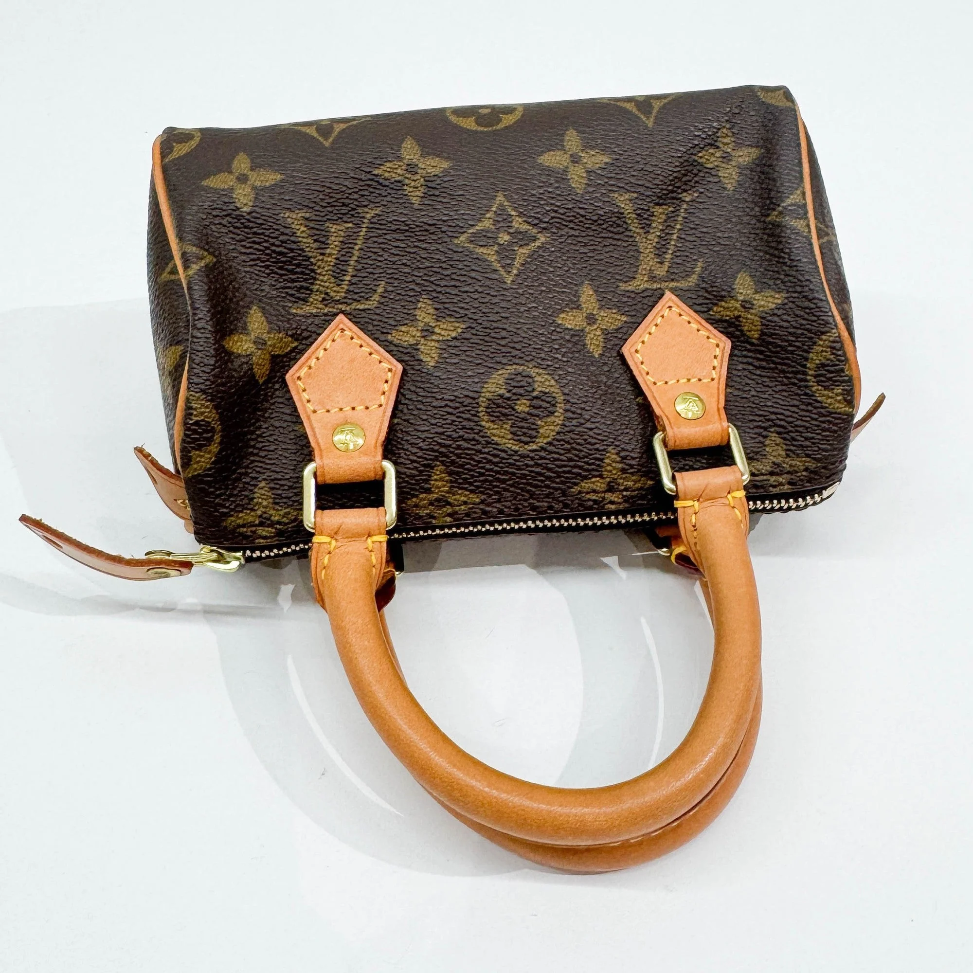 Mini Speedy Brown Monogram Leather Hand Bag - Image 6