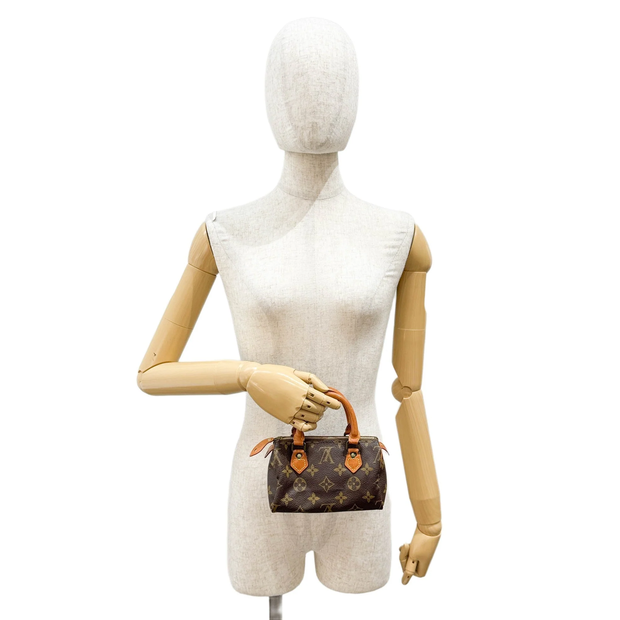 Mini Speedy Brown Monogram Leather Hand Bag - Image 3