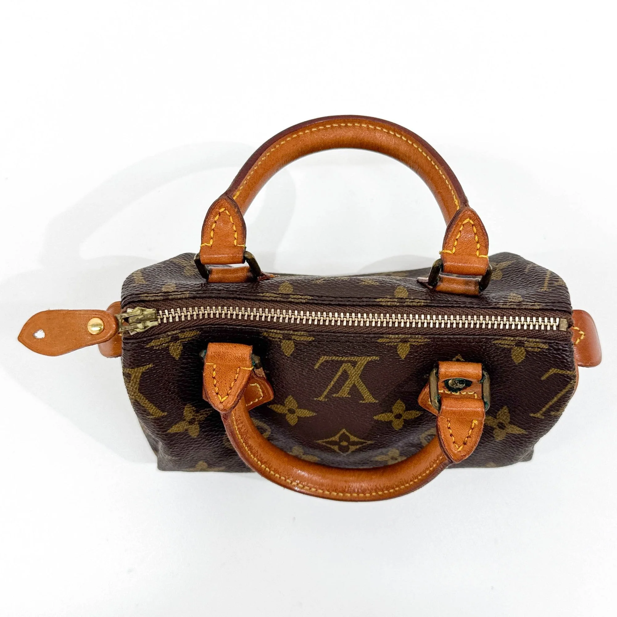 Mini Speedy Brown Monogram Leather Hand Bag - Image 6