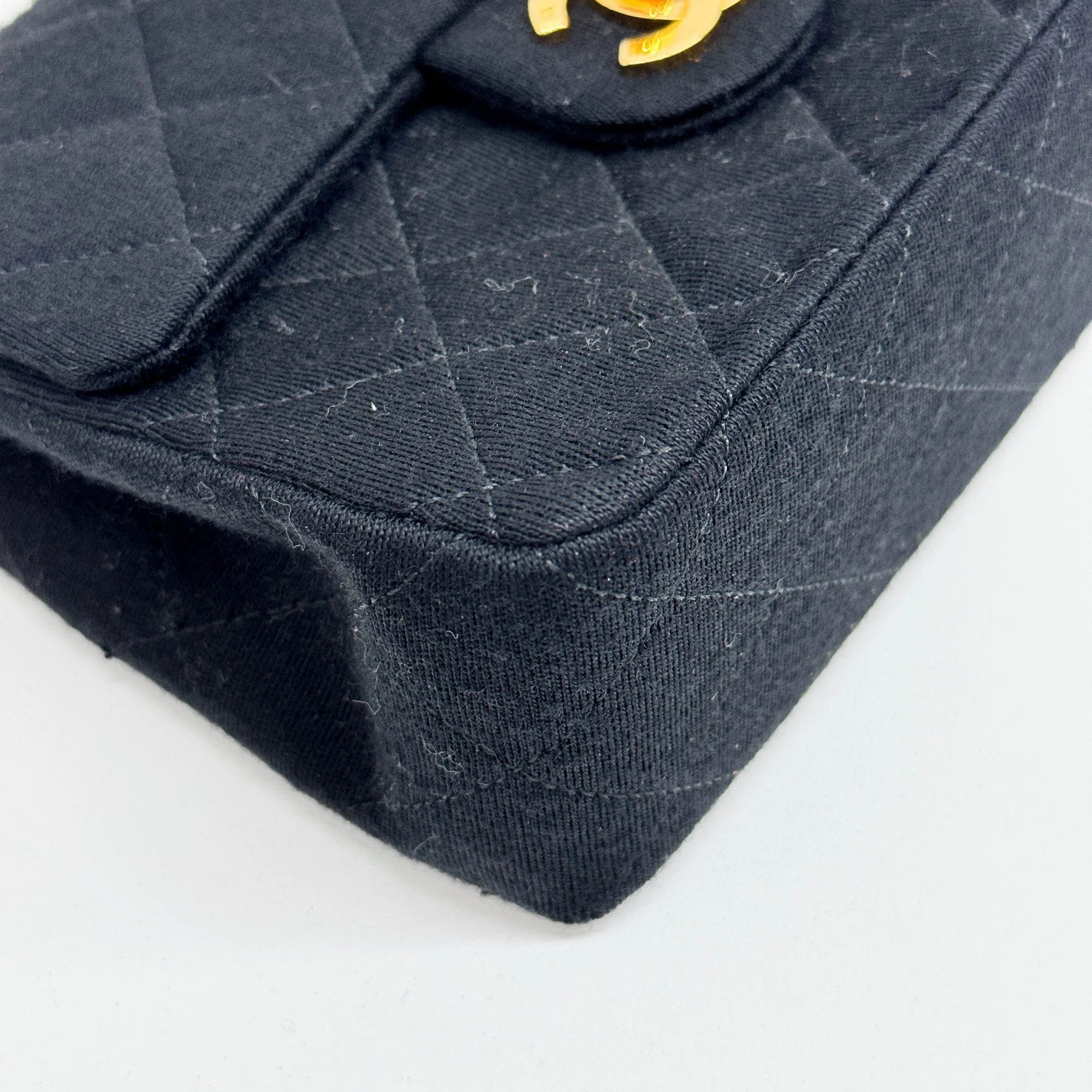 Mini Square Classic Flap 1986 Matelasse Black Cotton Shoulder Bag - Image 11