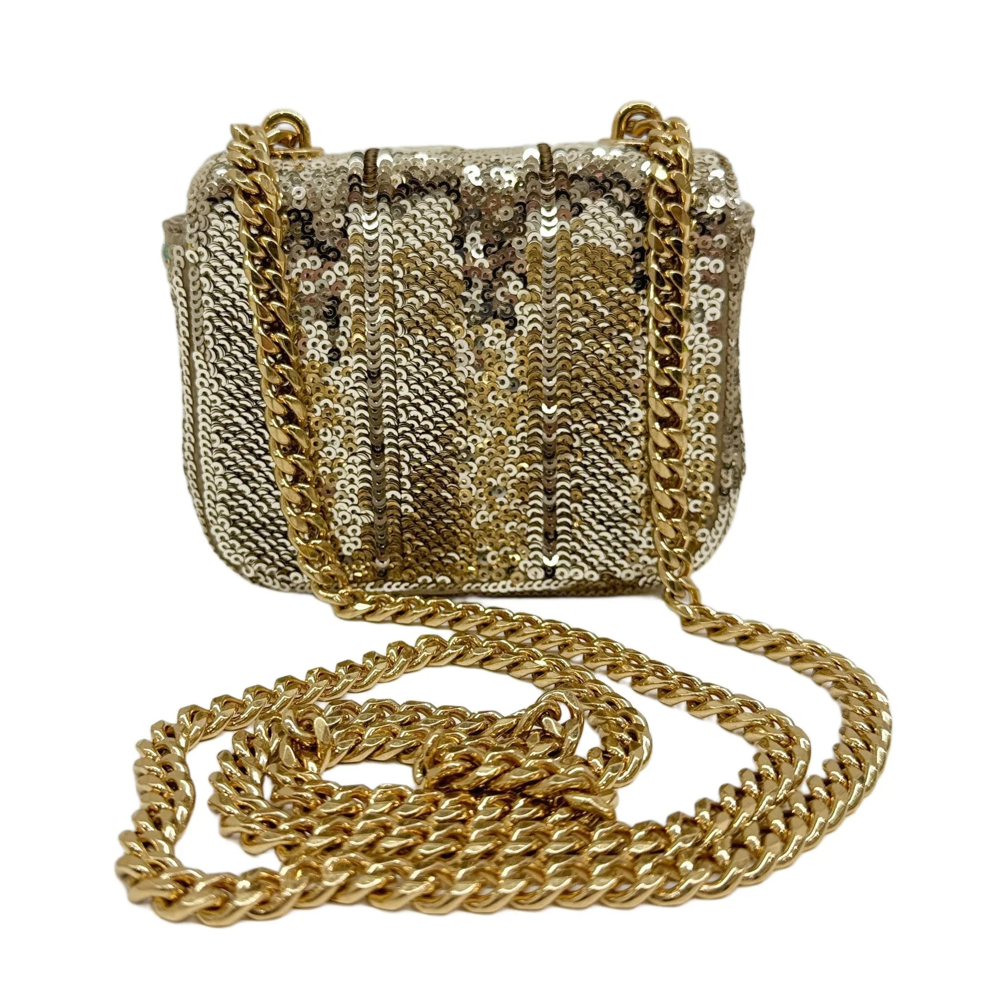 Mini Triomphe Gold Sequin Shoulder Bag - Image 2