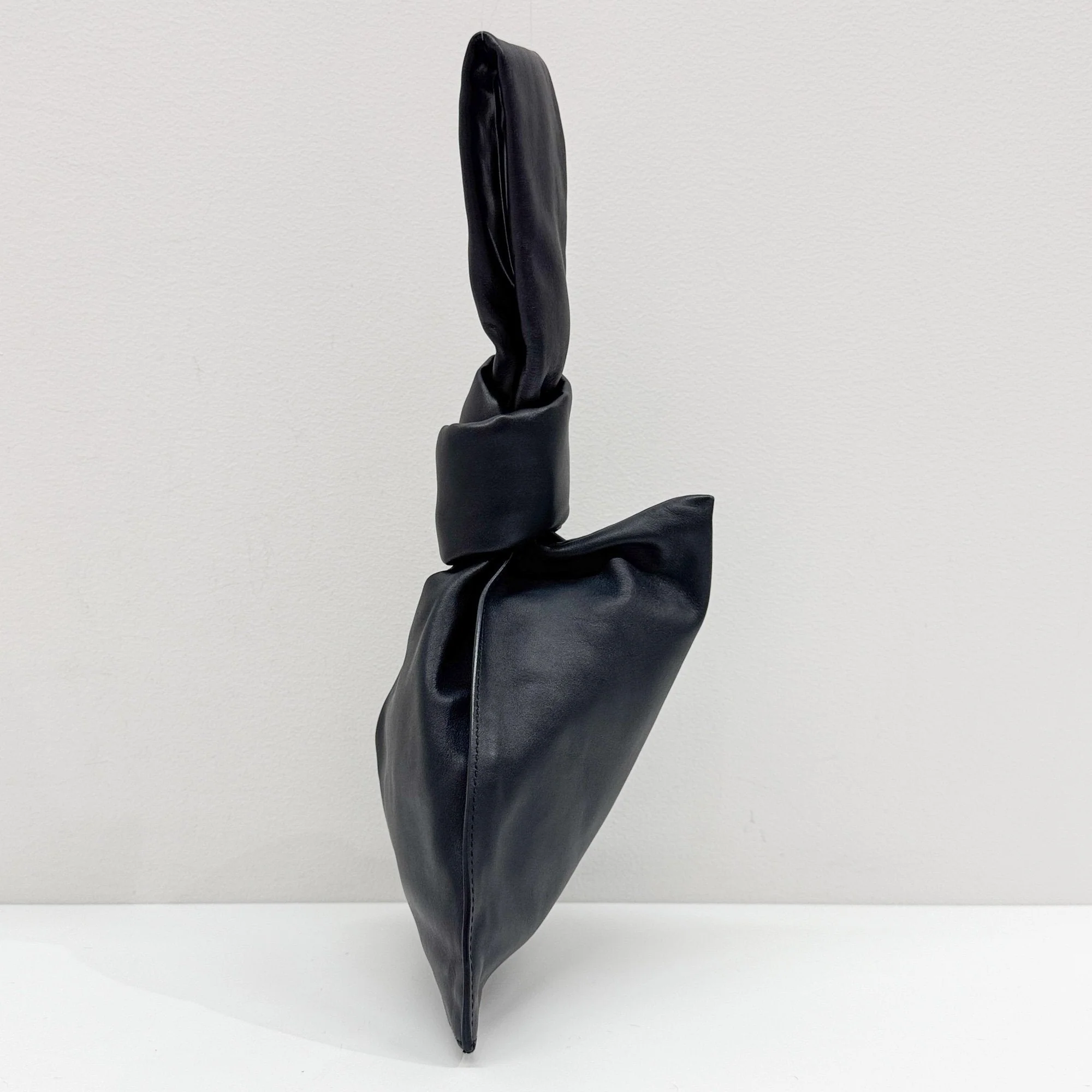 Mini Twist Black Leather Hand Bag - Image 6