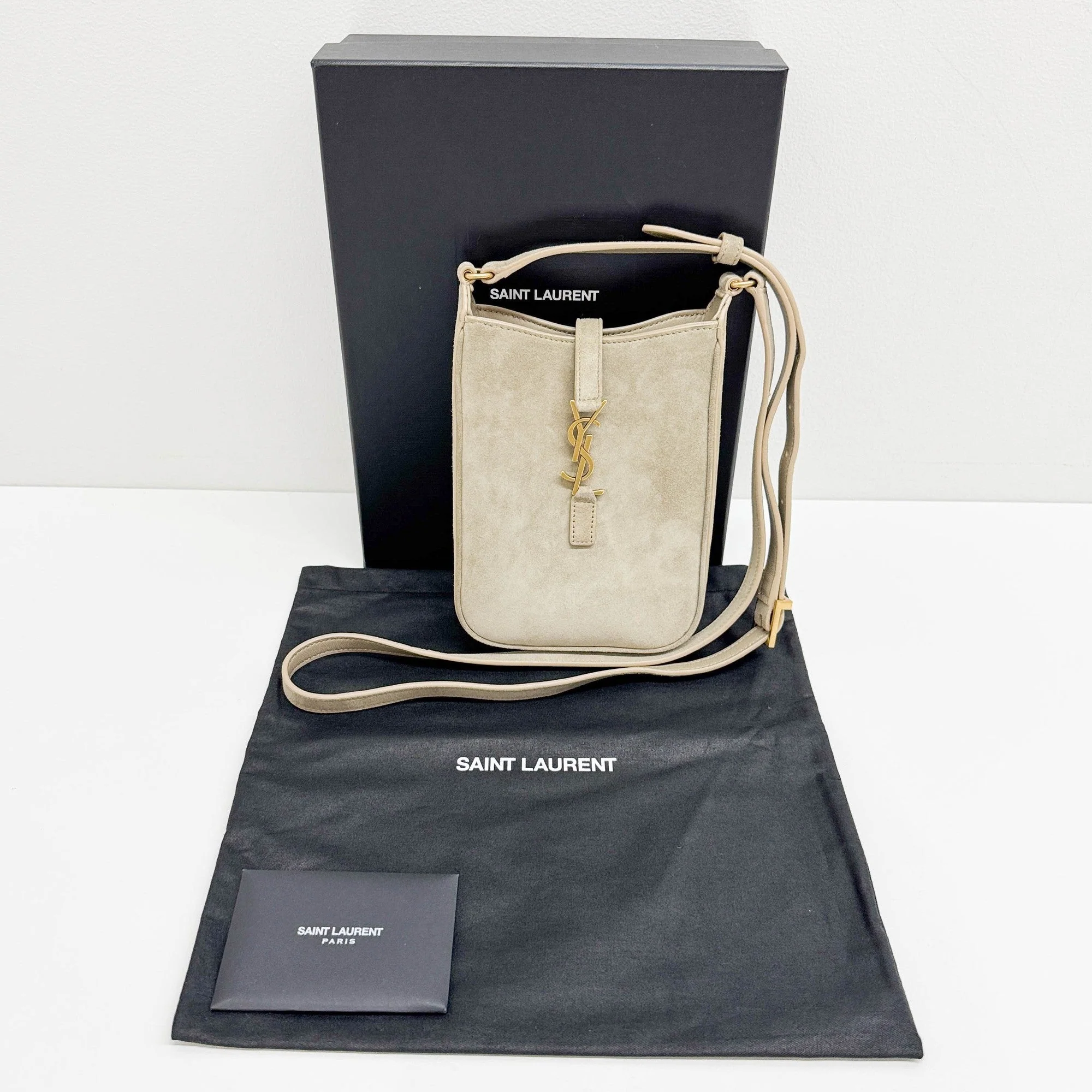 Mini Vertical Elephant Gray Suede Shoulder Bag - Image 4