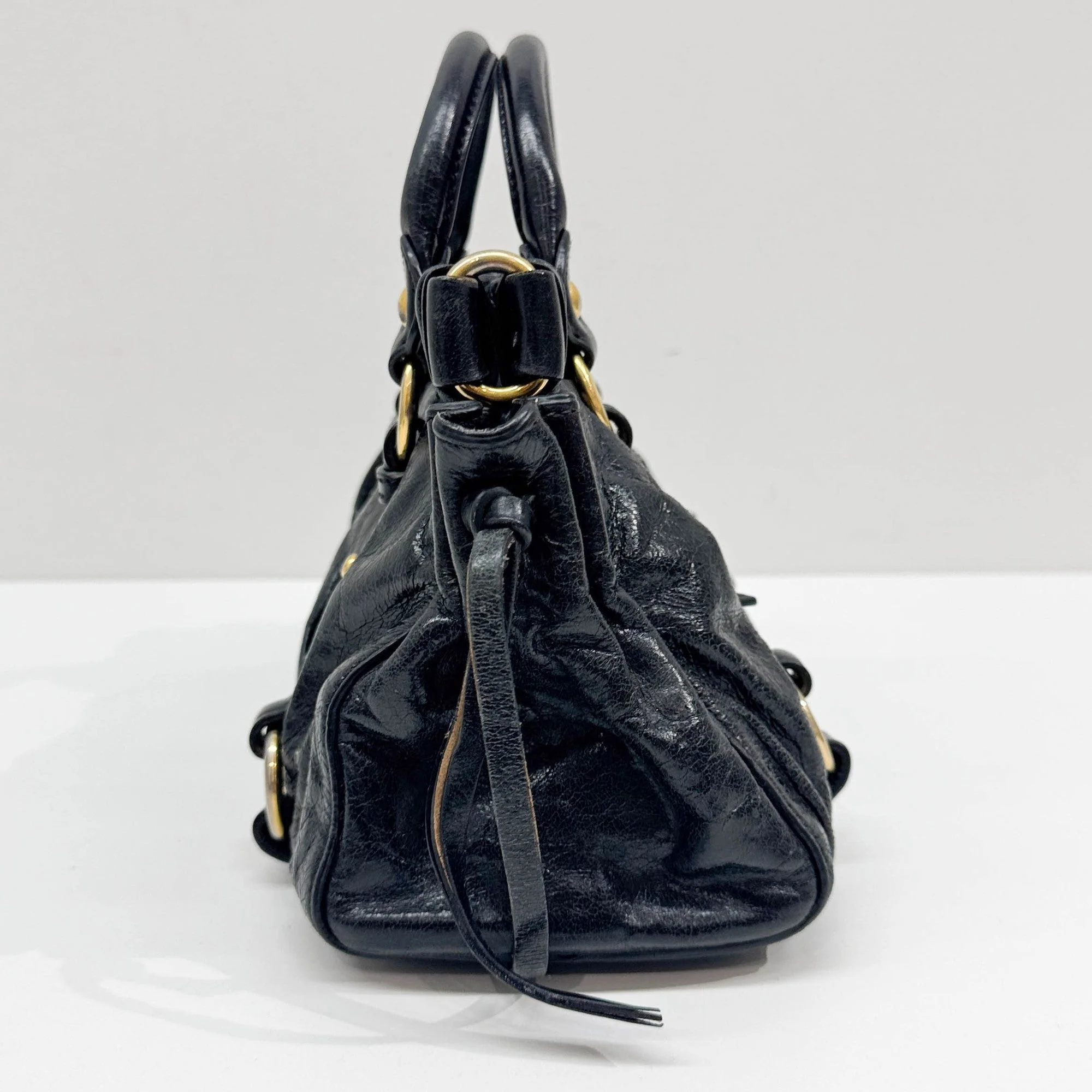 Mini Vitello Black Leather Two Way Bag - Image 6