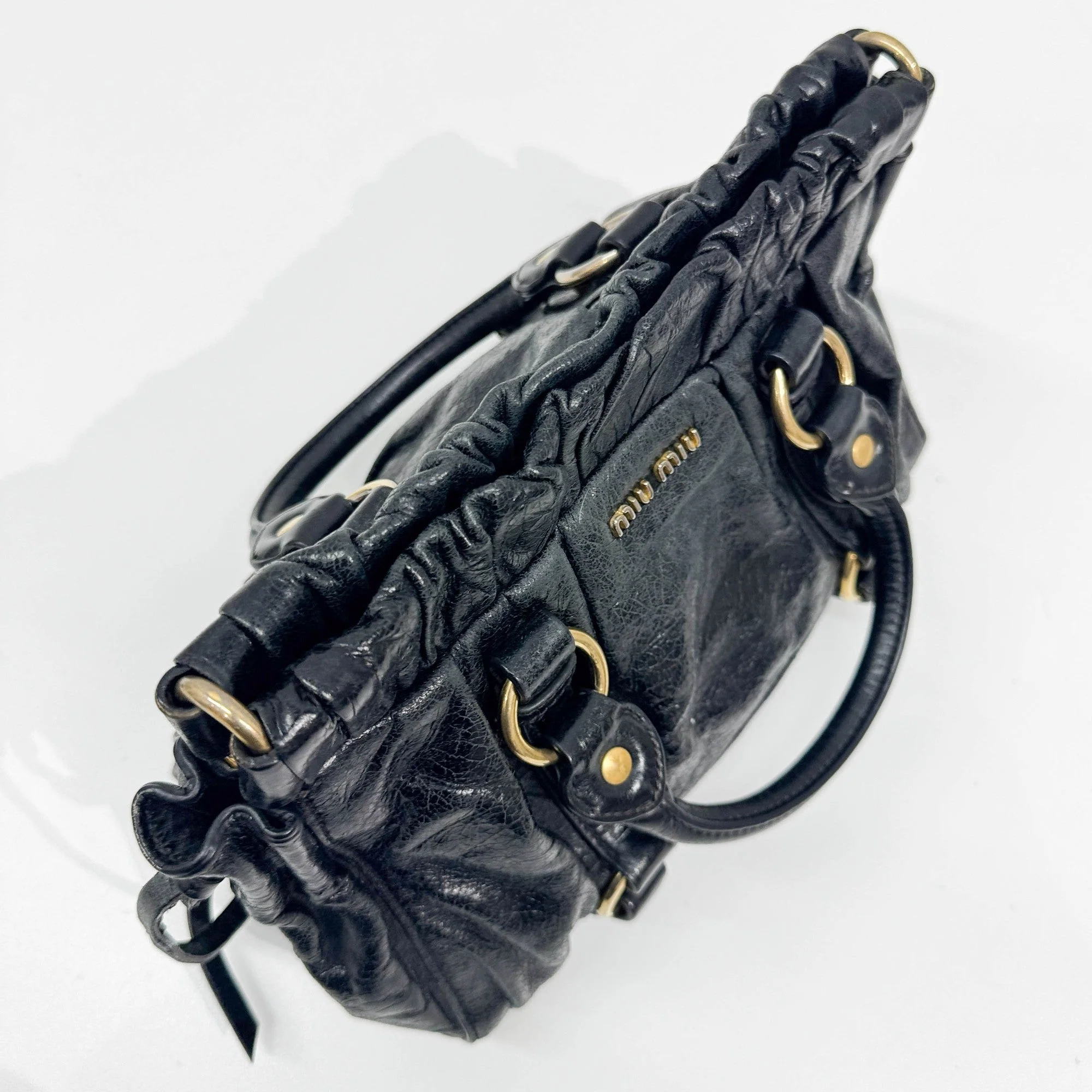 Mini Vitello Black Leather Two Way Bag - Image 7