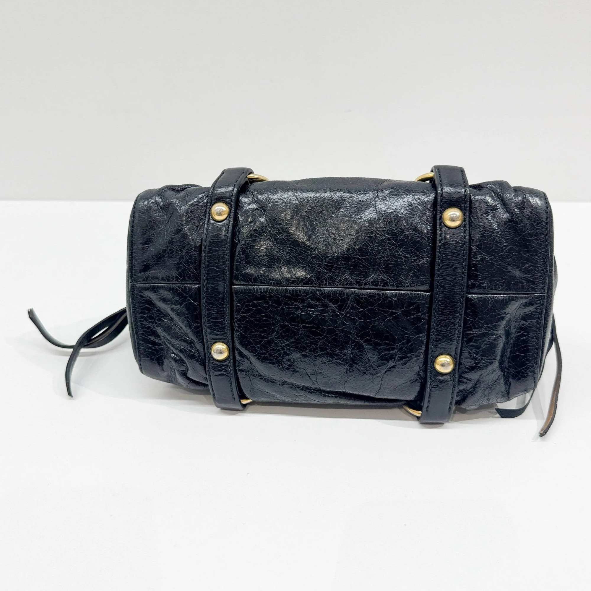Mini Vitello Black Leather Two Way Bag - Image 8
