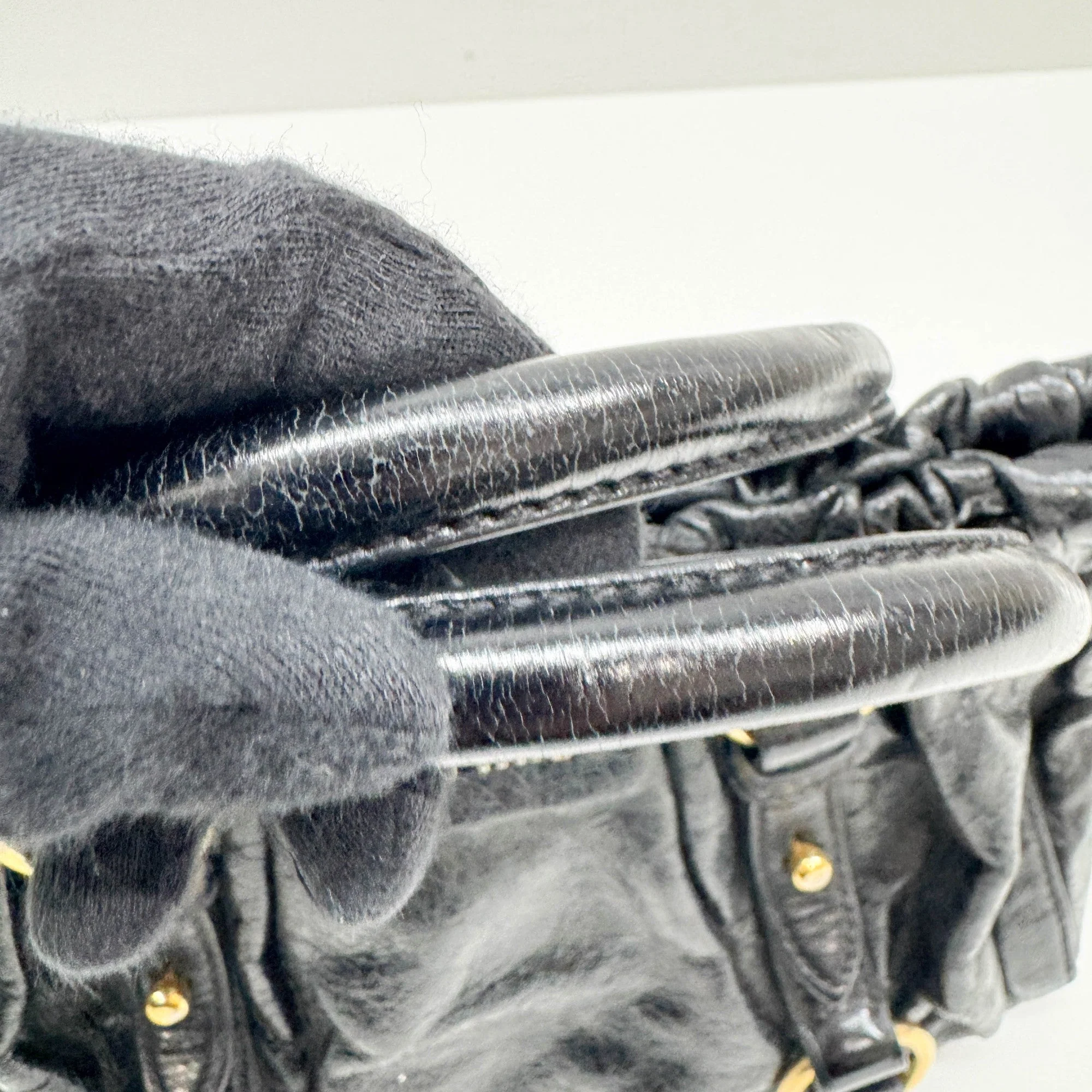 Mini Vitello Black Leather Two Way Bag - Image 9