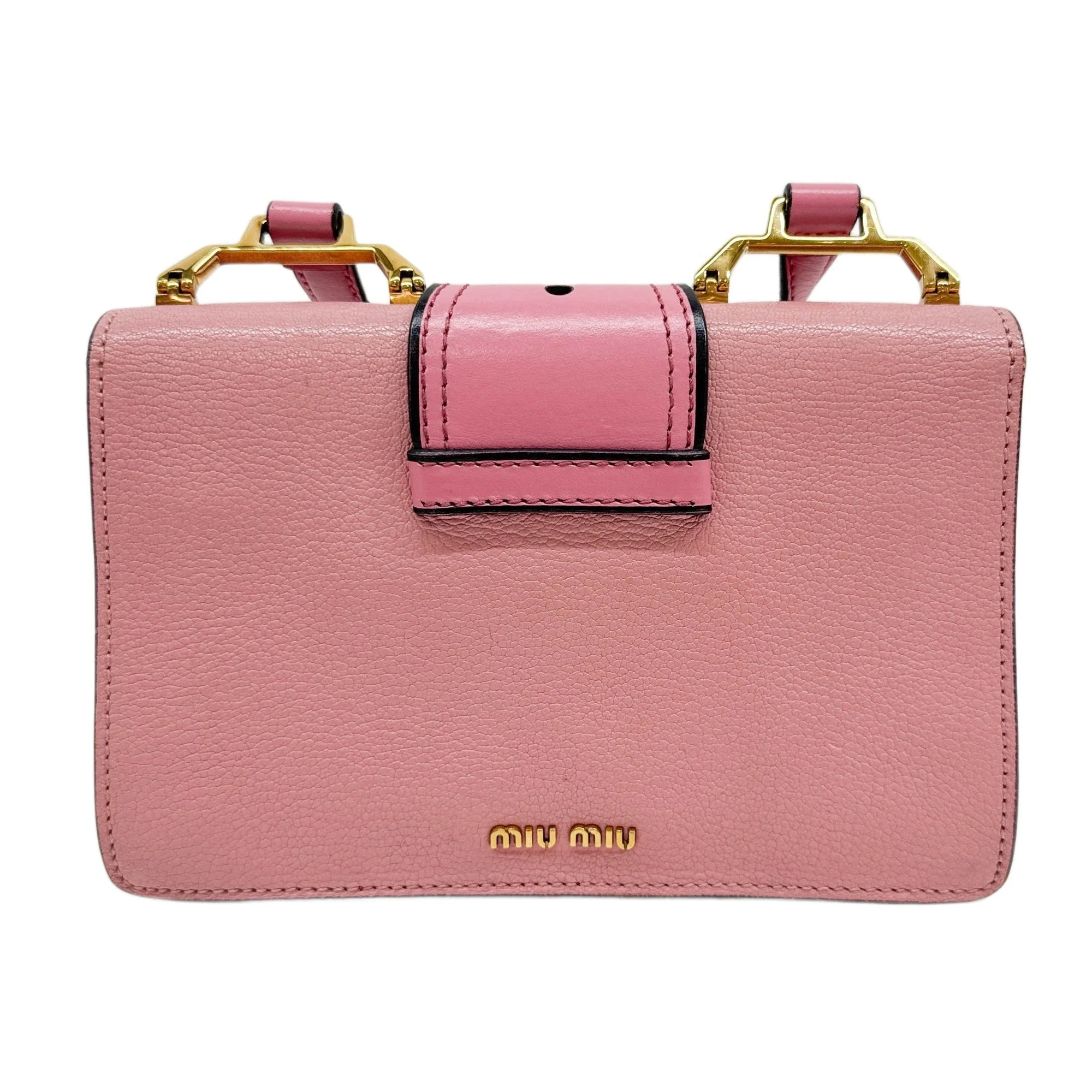 Miu Lady Crystal Embellished Pink Leather Shoulder Bag - Image 2