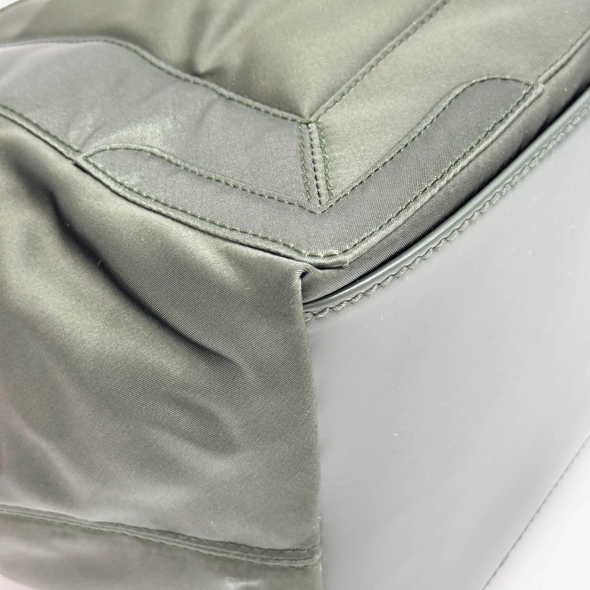 Navy Cabas Green Nylon Hand Bag - Image 11