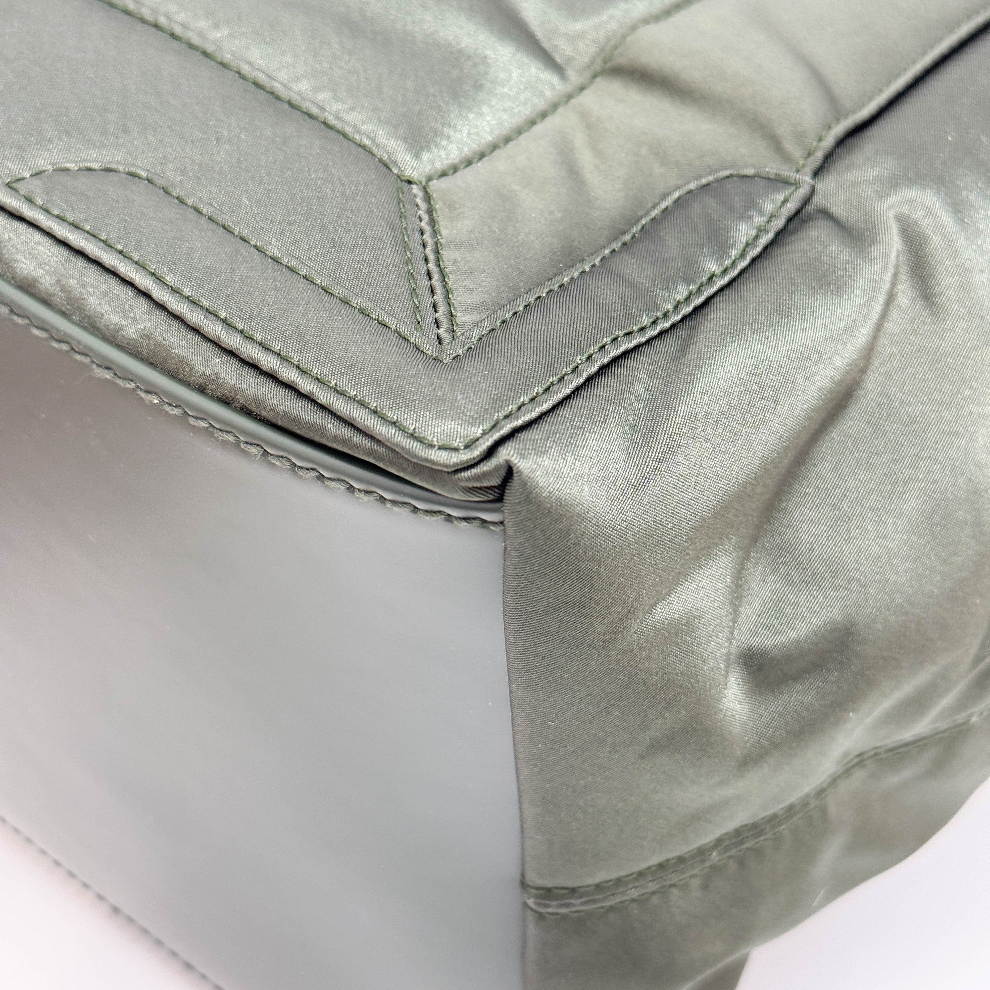 Navy Cabas Green Nylon Hand Bag - Image 12