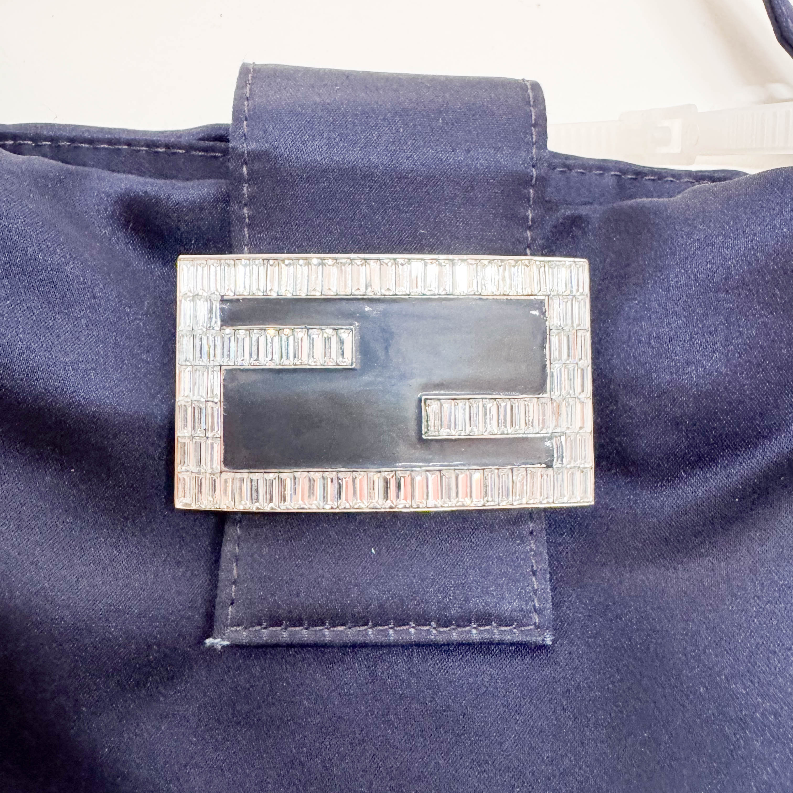 Navy Satin Rhinestone Shoulder Bag - Image 16