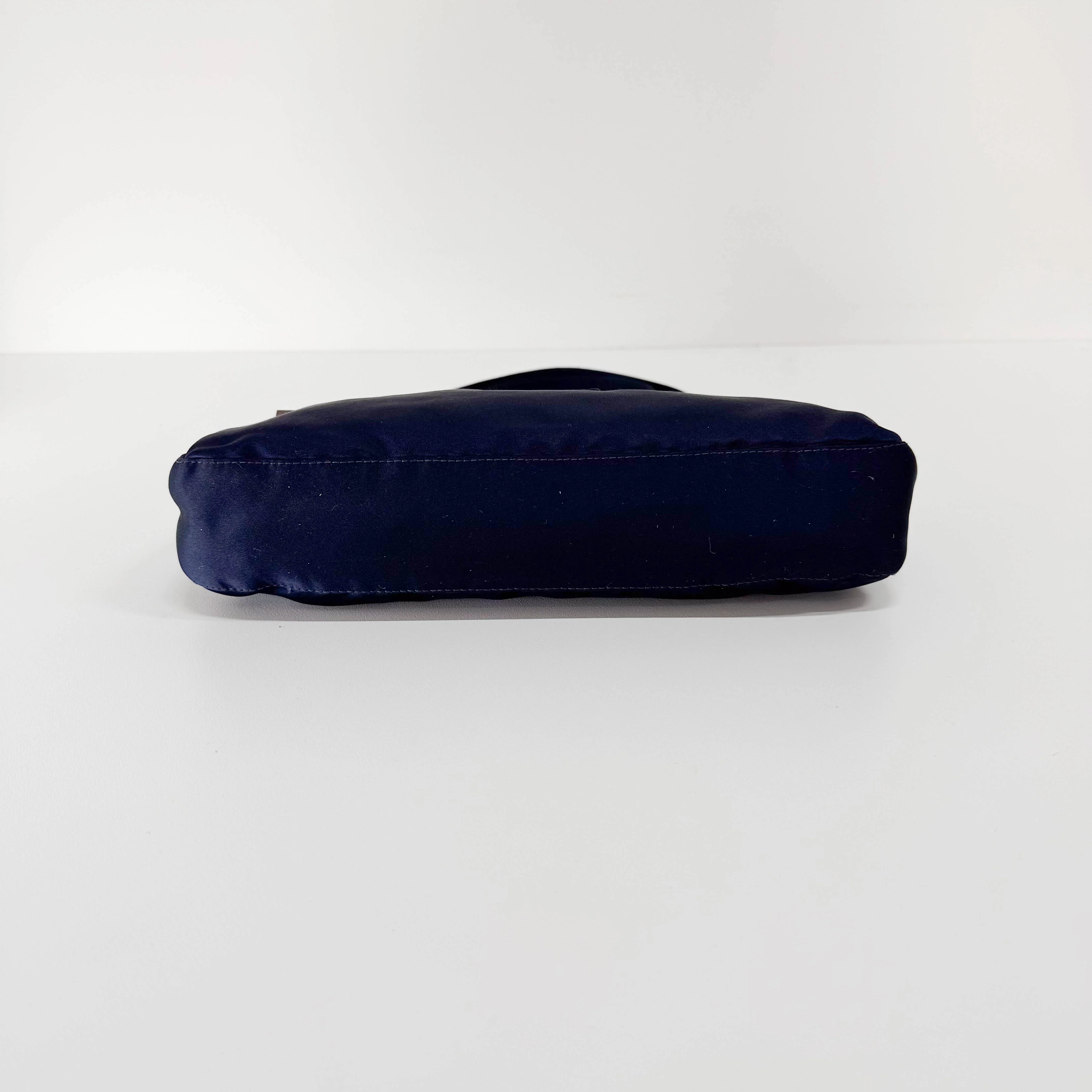 Navy Satin Rhinestone Shoulder Bag - Image 6