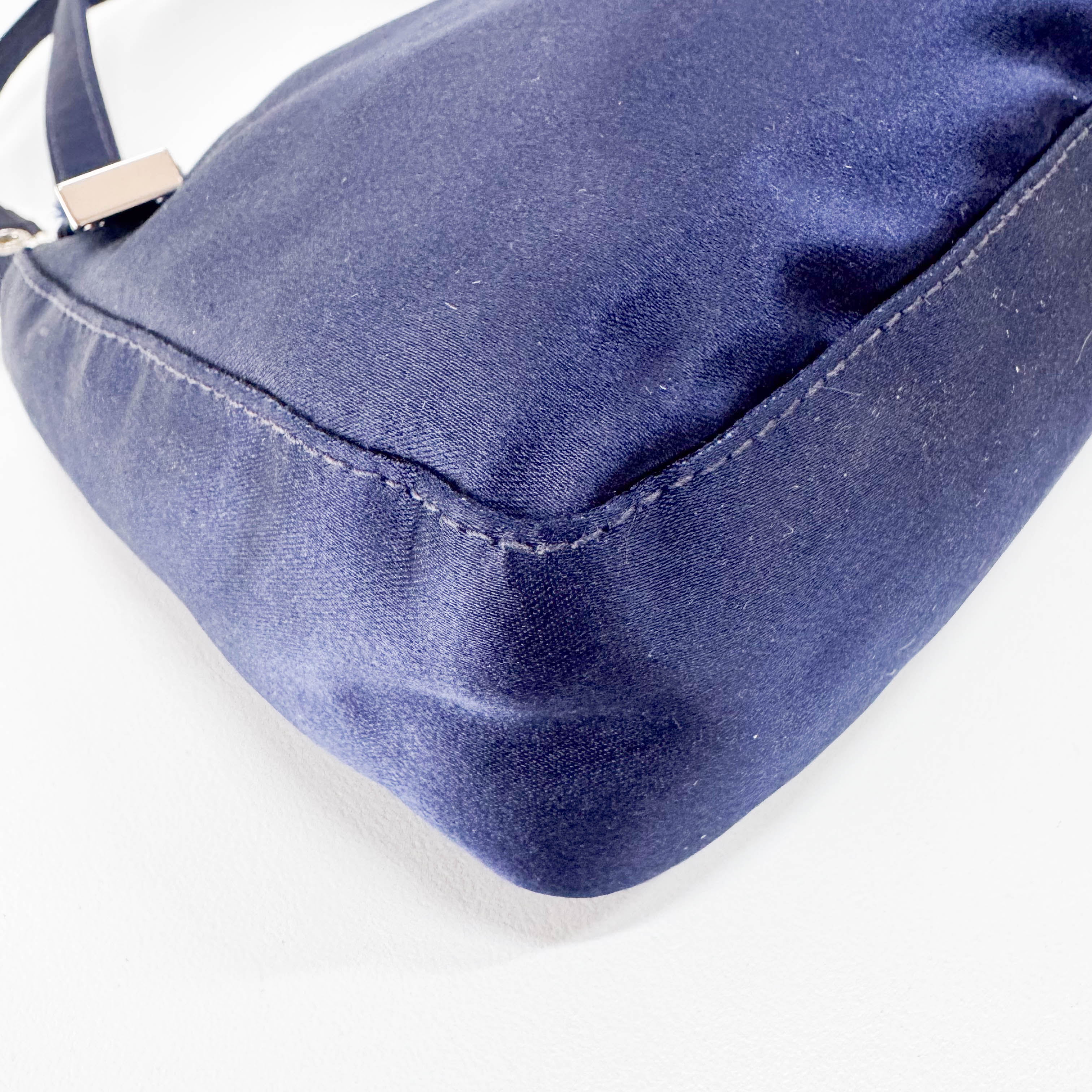 Navy Satin Rhinestone Shoulder Bag - Image 8