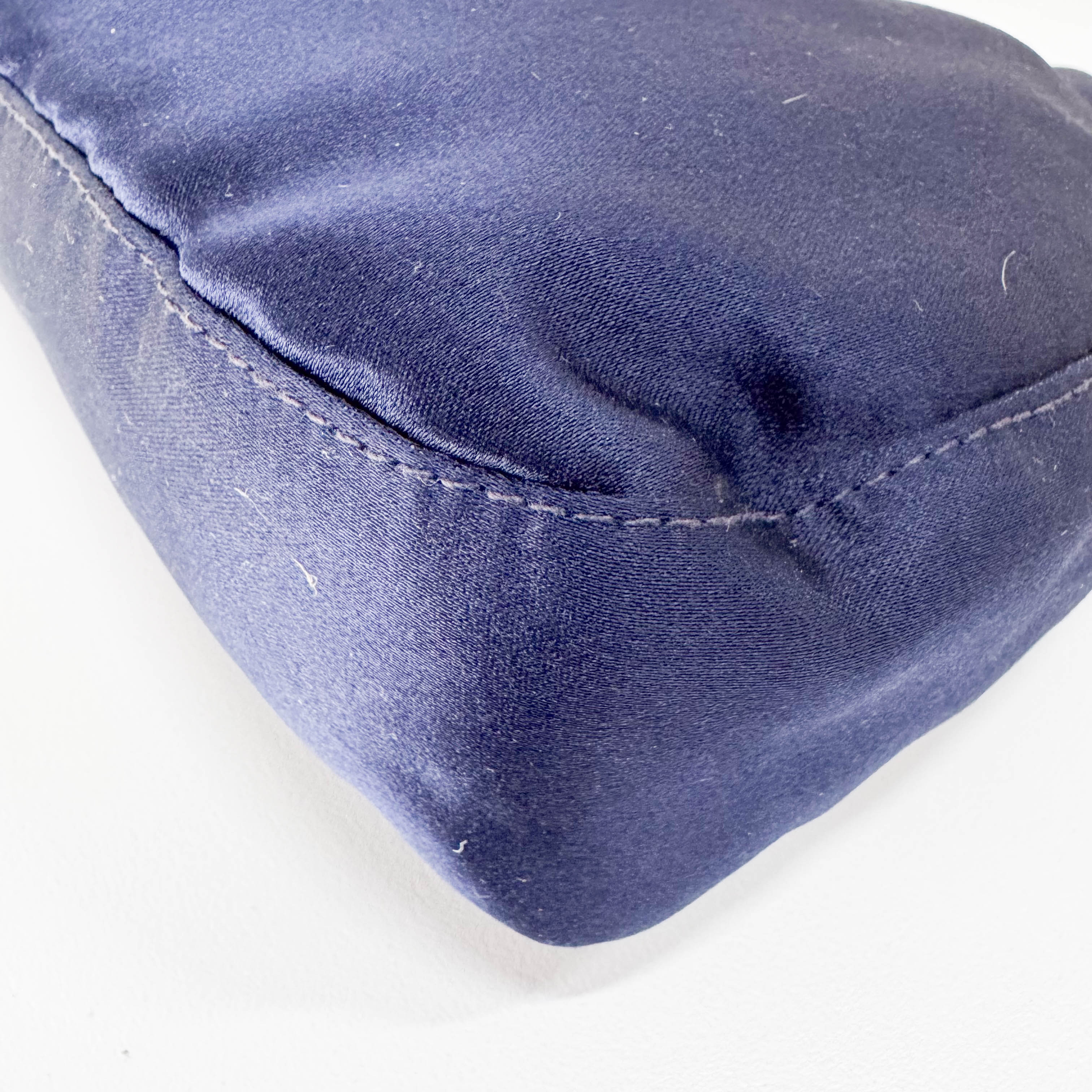 Navy Satin Rhinestone Shoulder Bag - Image 9