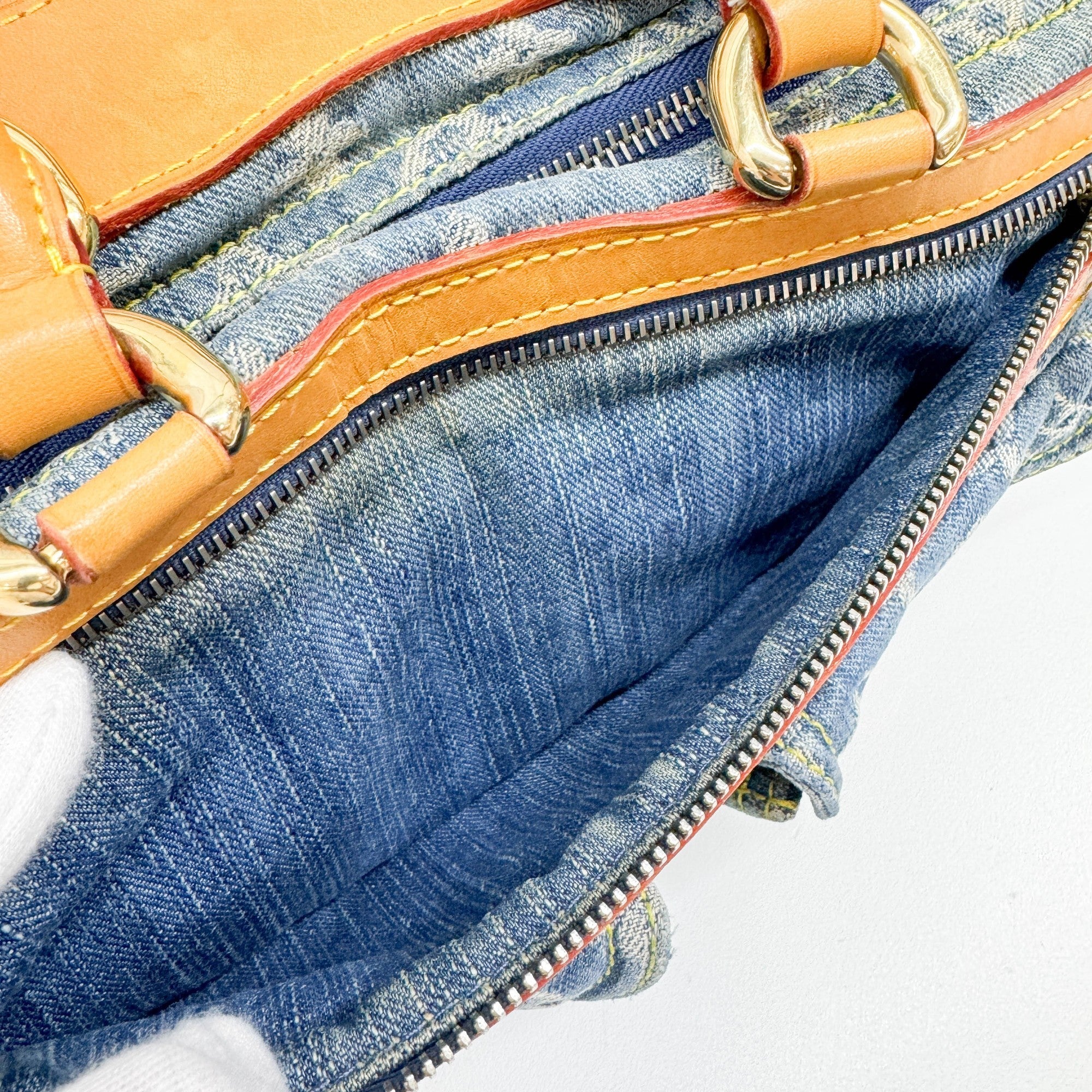 Neo Speedy Blue Monogram Denim Hand Bag - Image 15