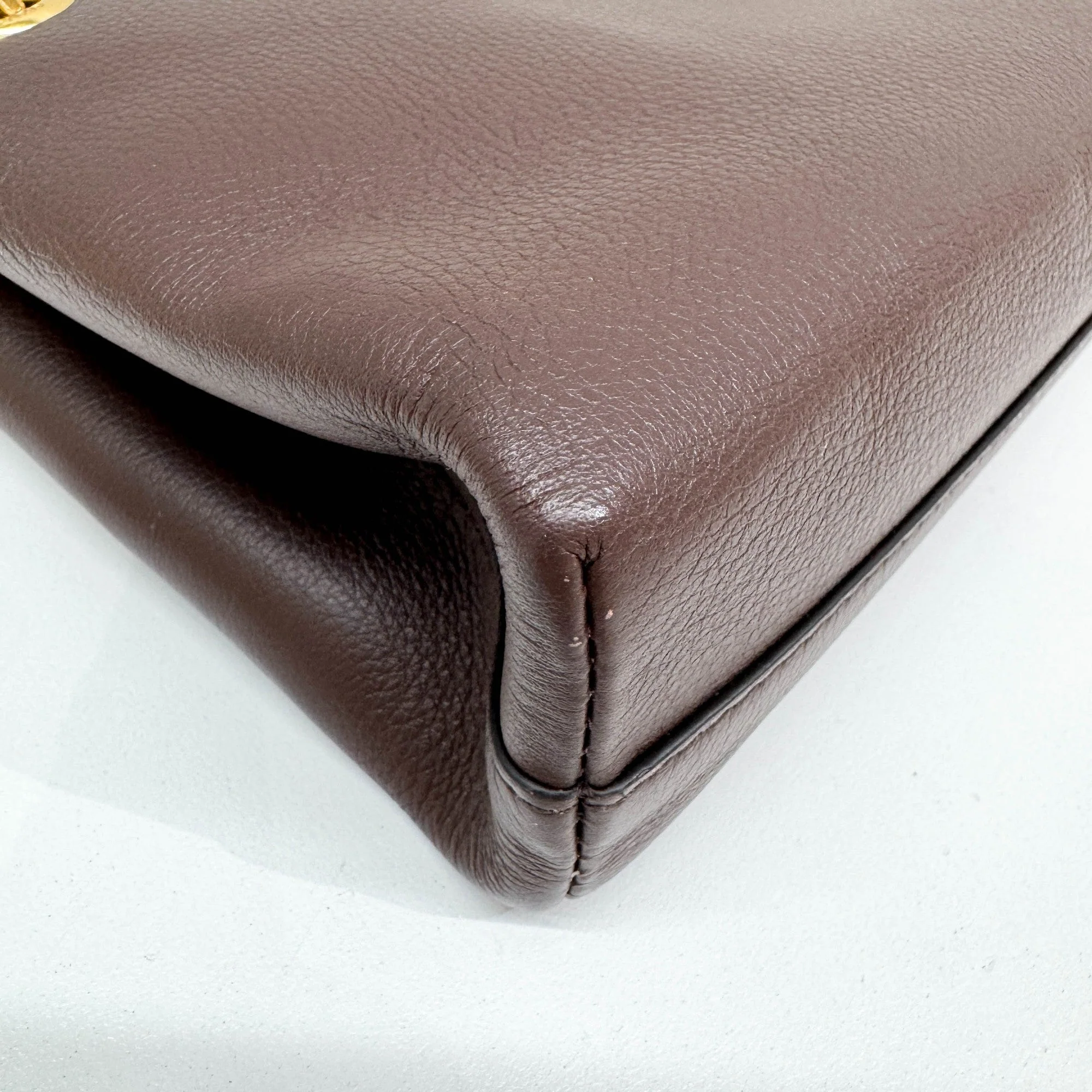 Newspaper Chain Brown Leather Shoulder Bag - Image 13