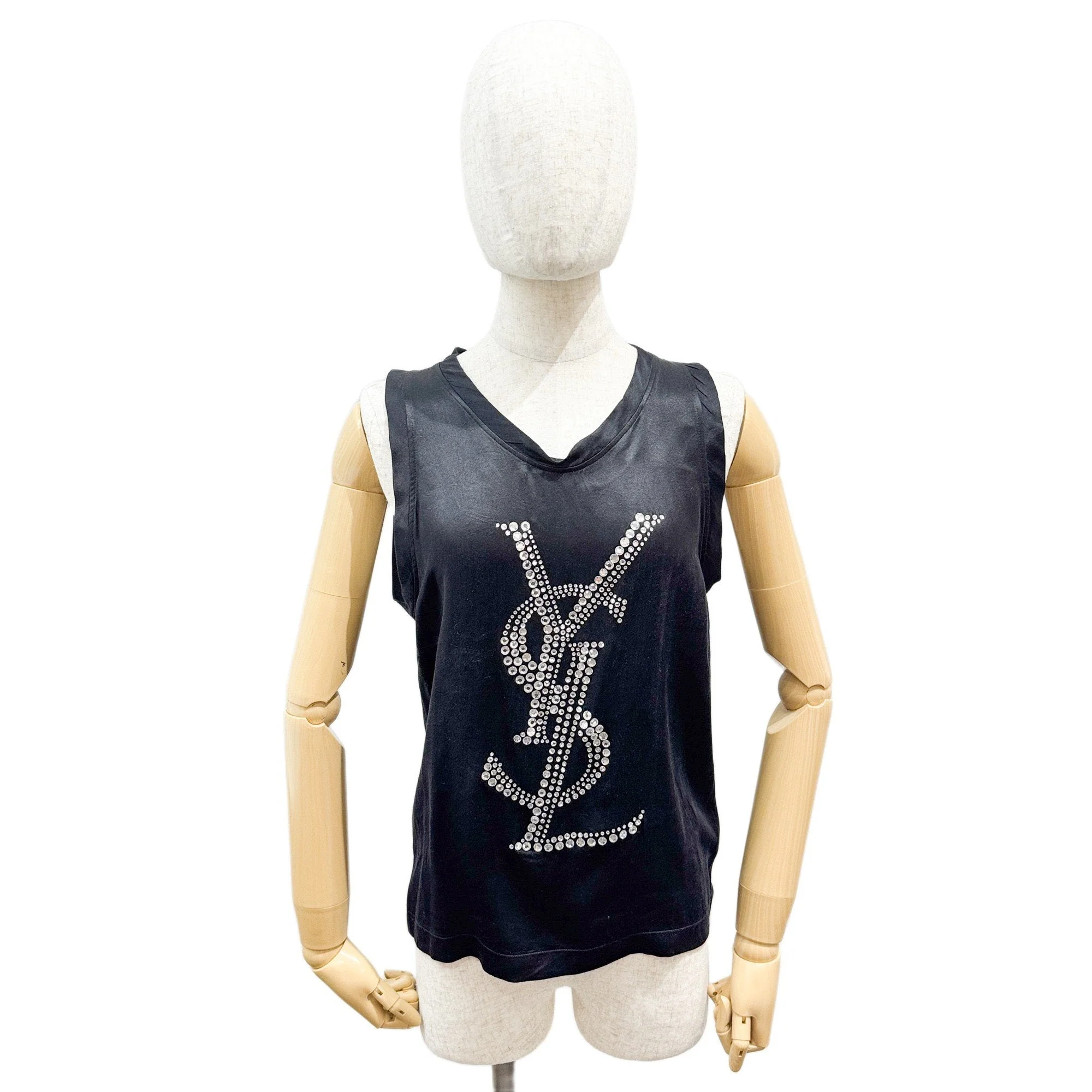 One Size Black Silk Tank Top - Image 3