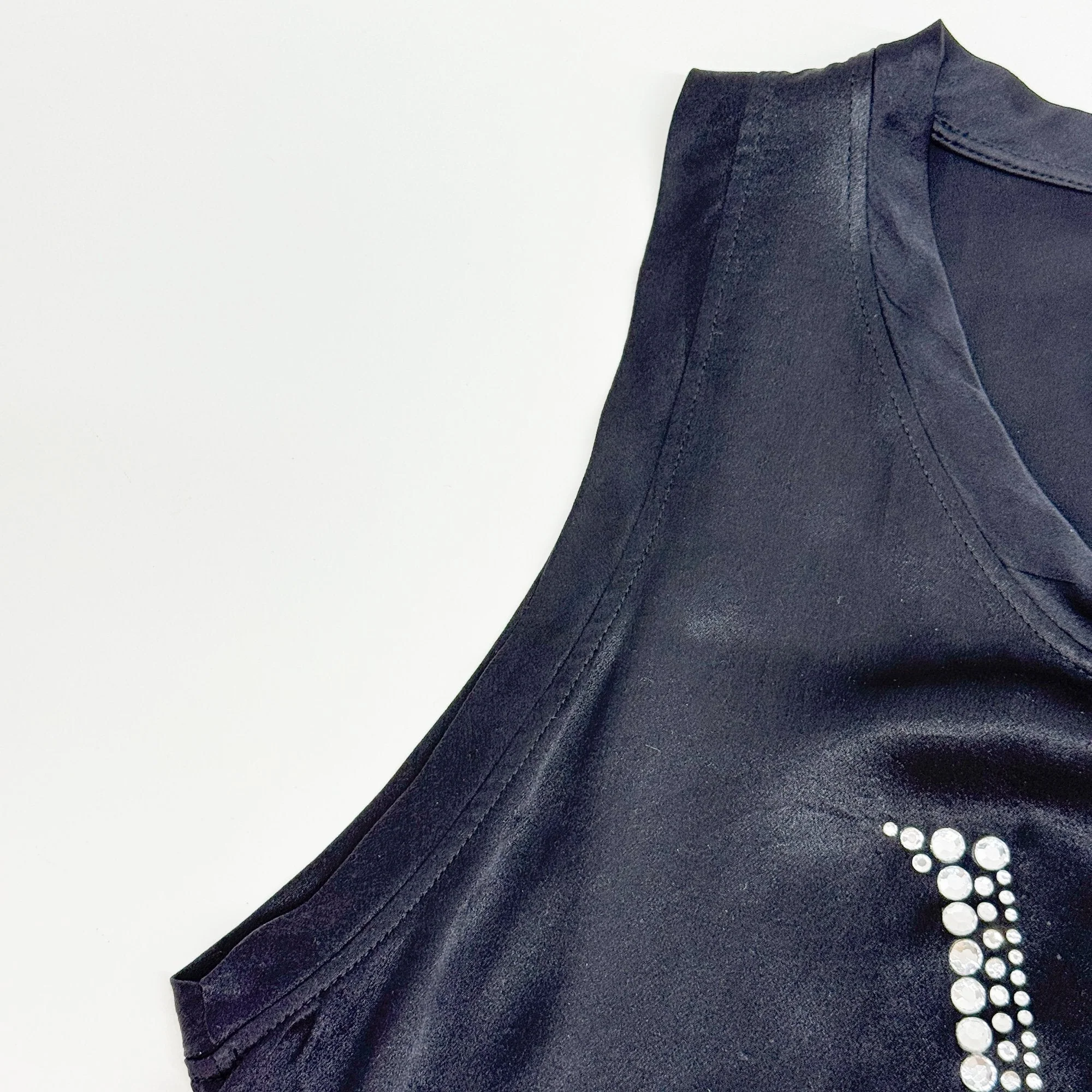 One Size Black Silk Tank Top - Image 9