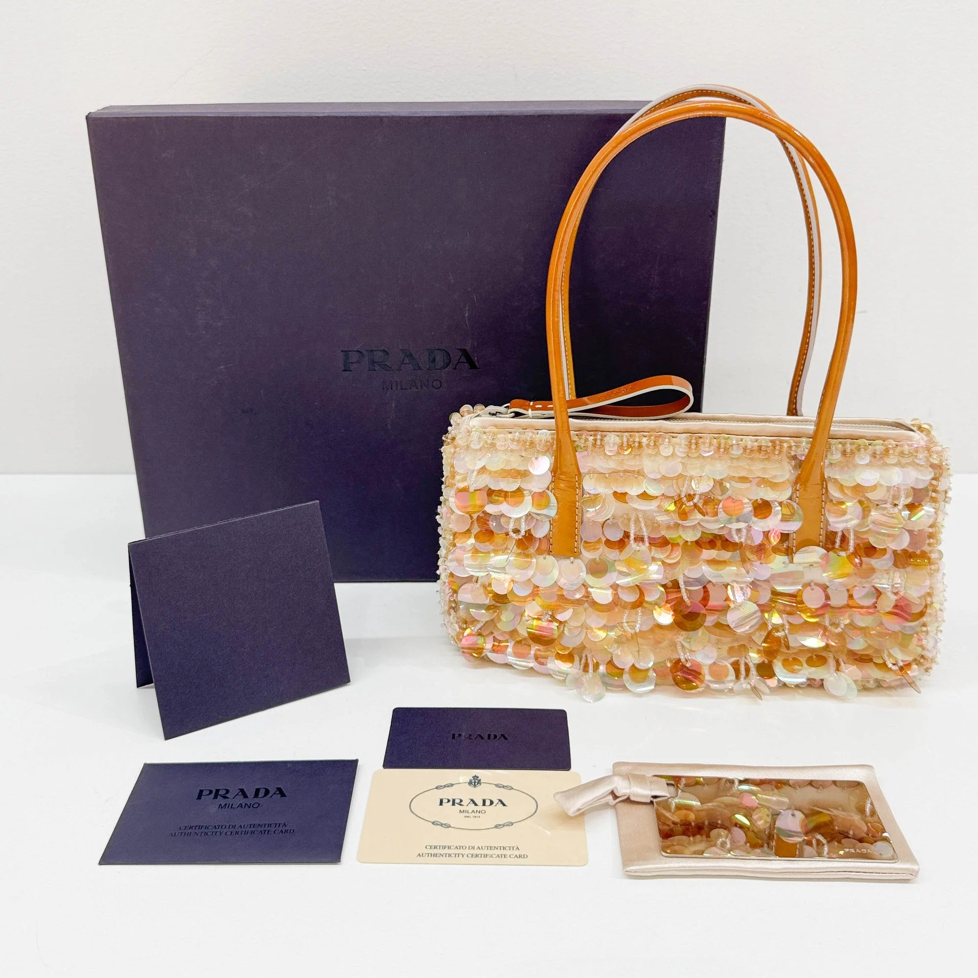 Orange Beads & Sequins Hand Bag - Image 4