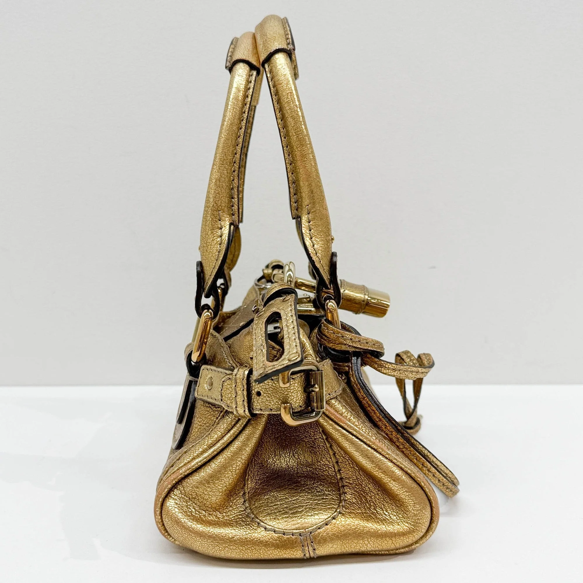Paddington Gold Leather Shoulder Bag - Image 5
