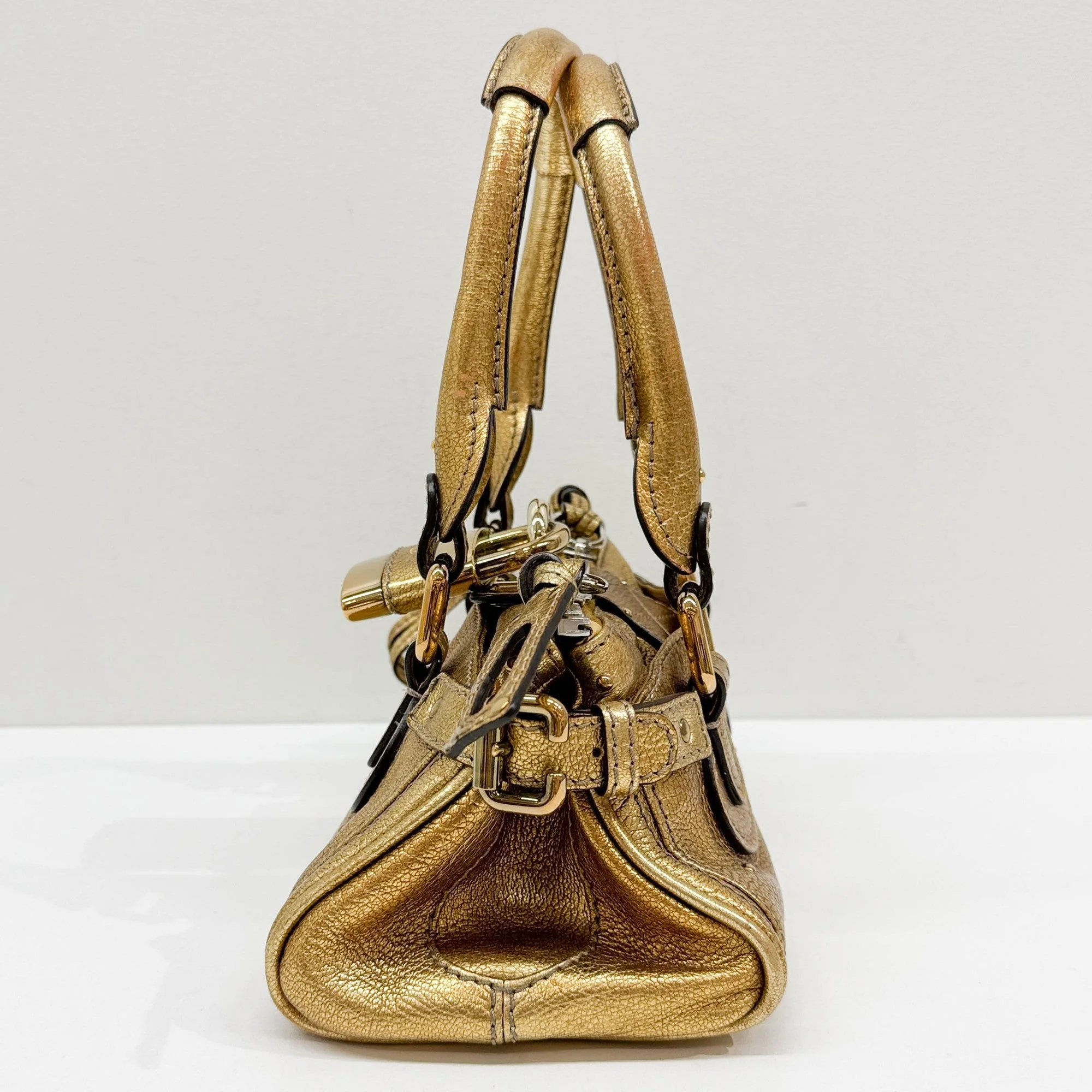 Paddington Gold Leather Shoulder Bag - Image 6