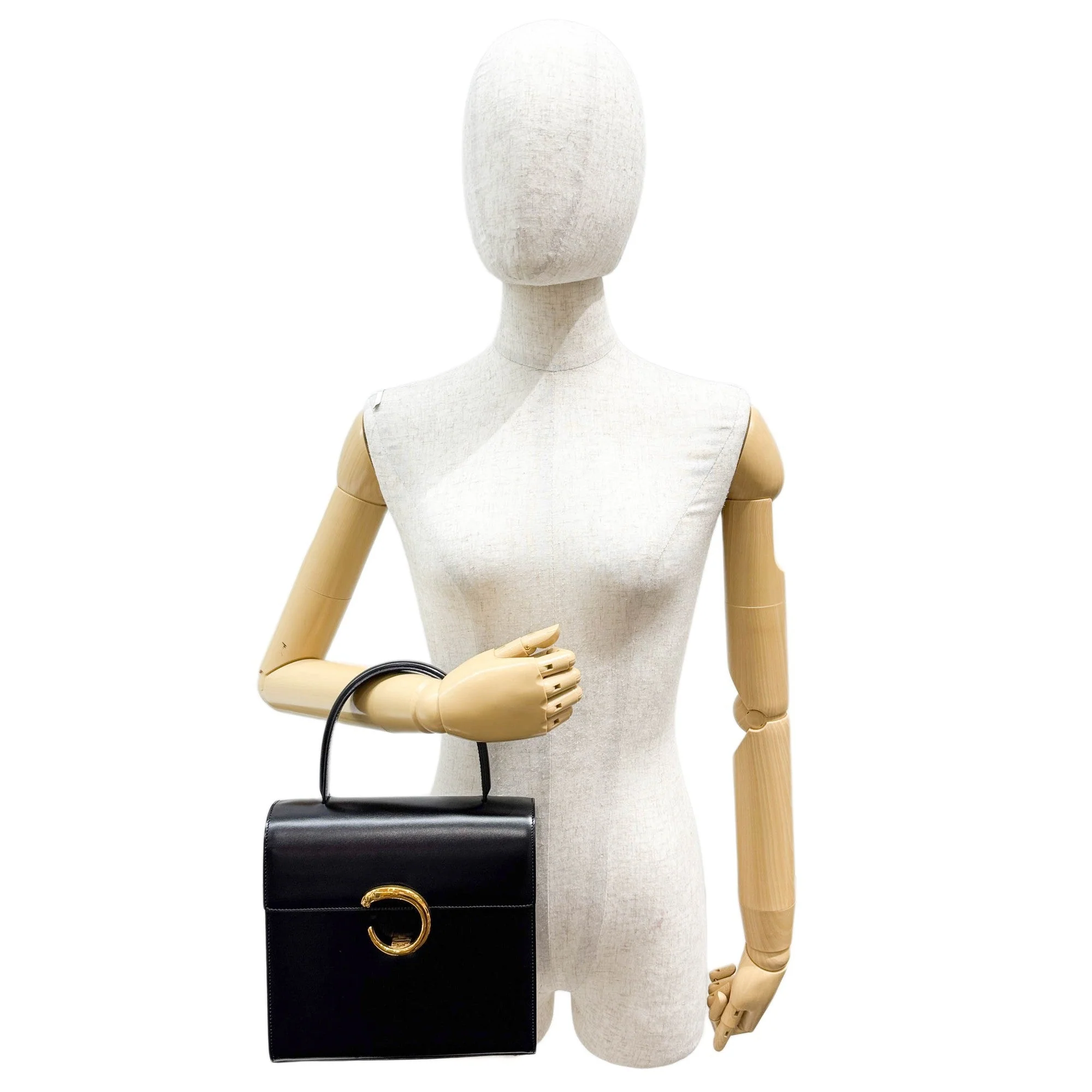 Panthère Black Leather Hand Bag - Image 3