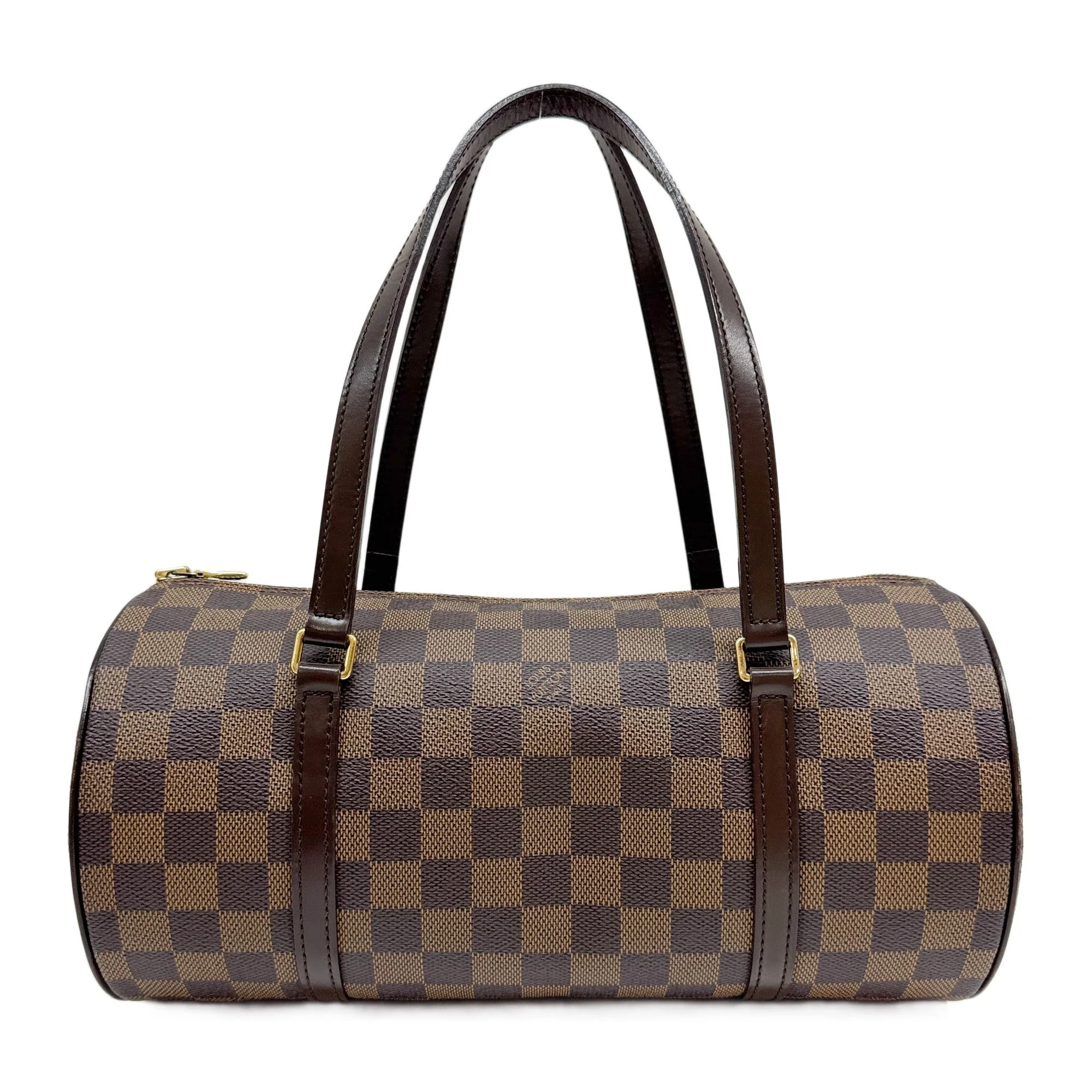 Papillion Brown Damier Canvas Hand Bag