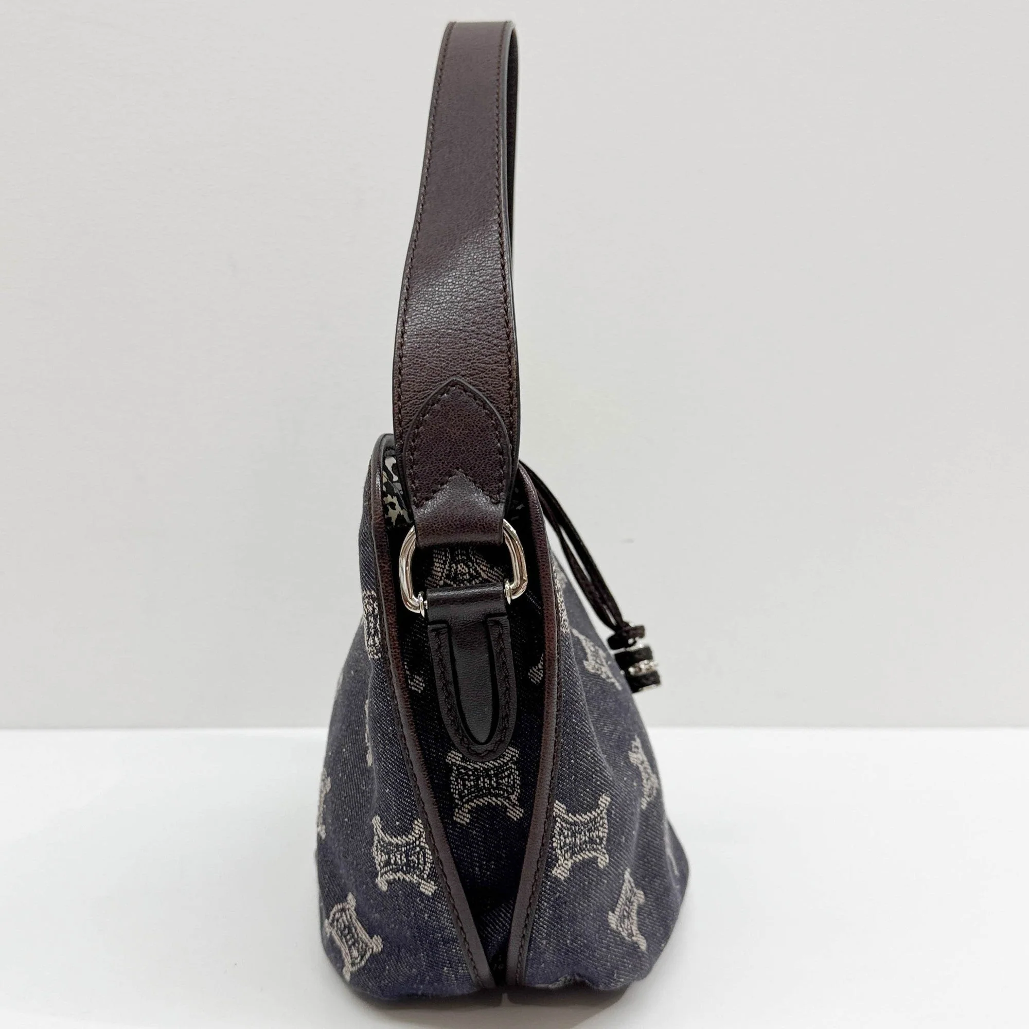 Paris Macadam Navy Triomphe Denim Shoulder Bag - Image 5