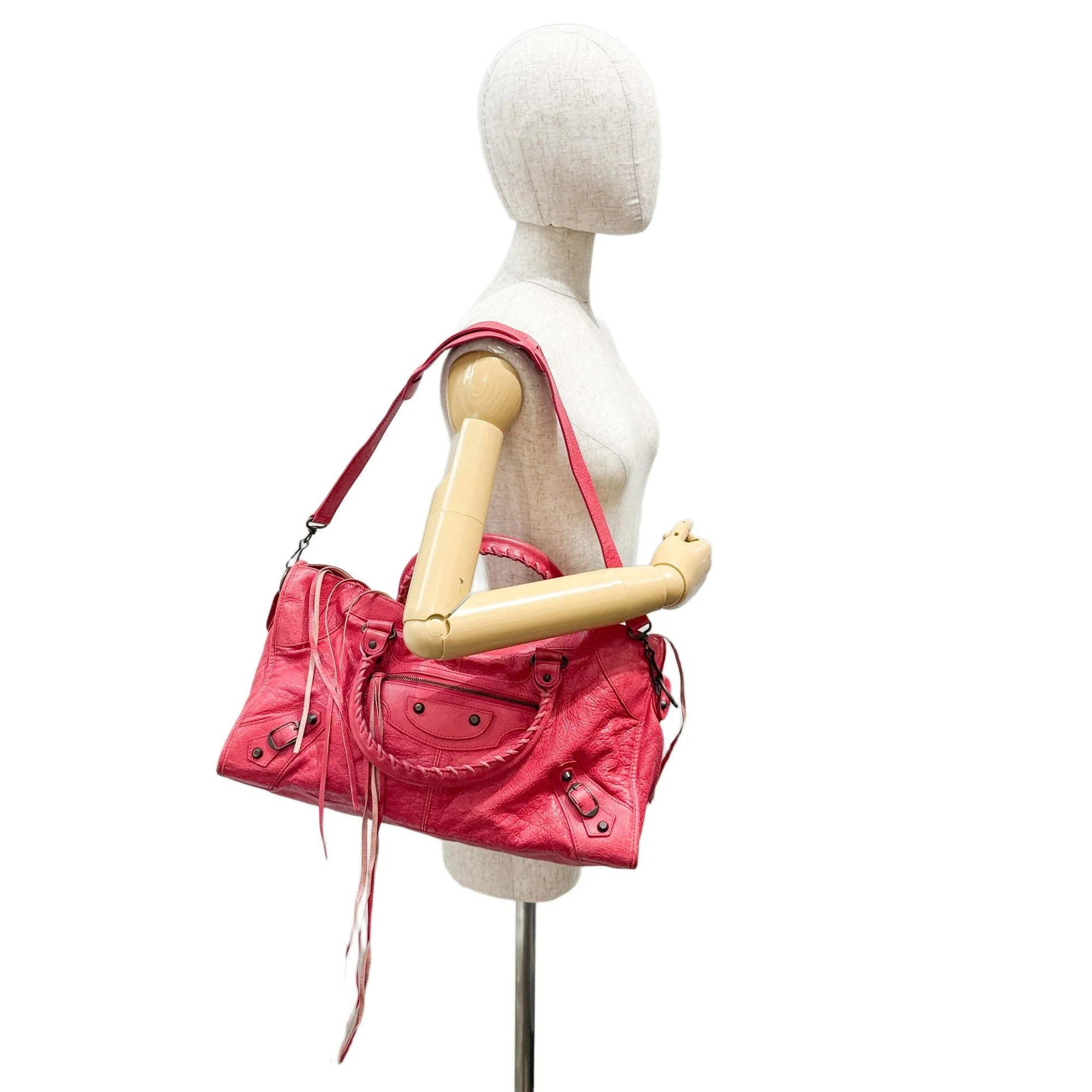 Part Time Red/Pink Leather Two Way Bag - Image 3