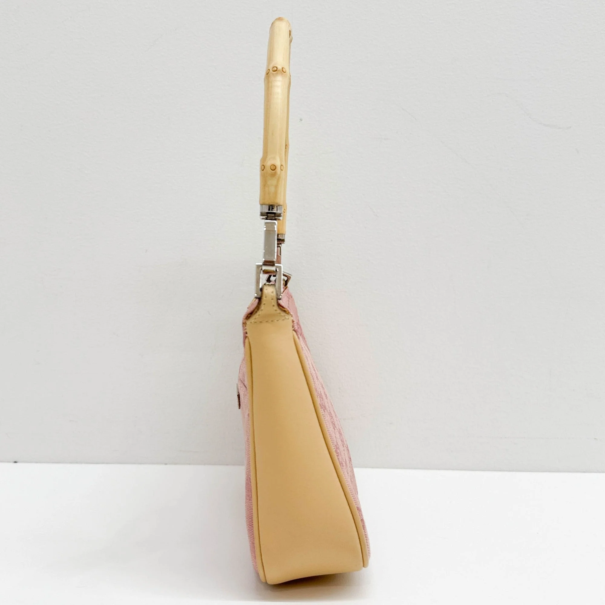 Pink GG Canvas Bamboo Handle Bag - Image 5