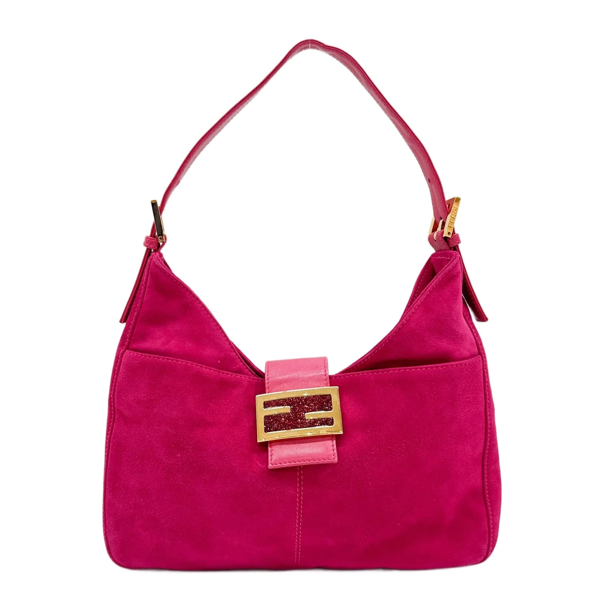 Pink Suede Shoulder Bag