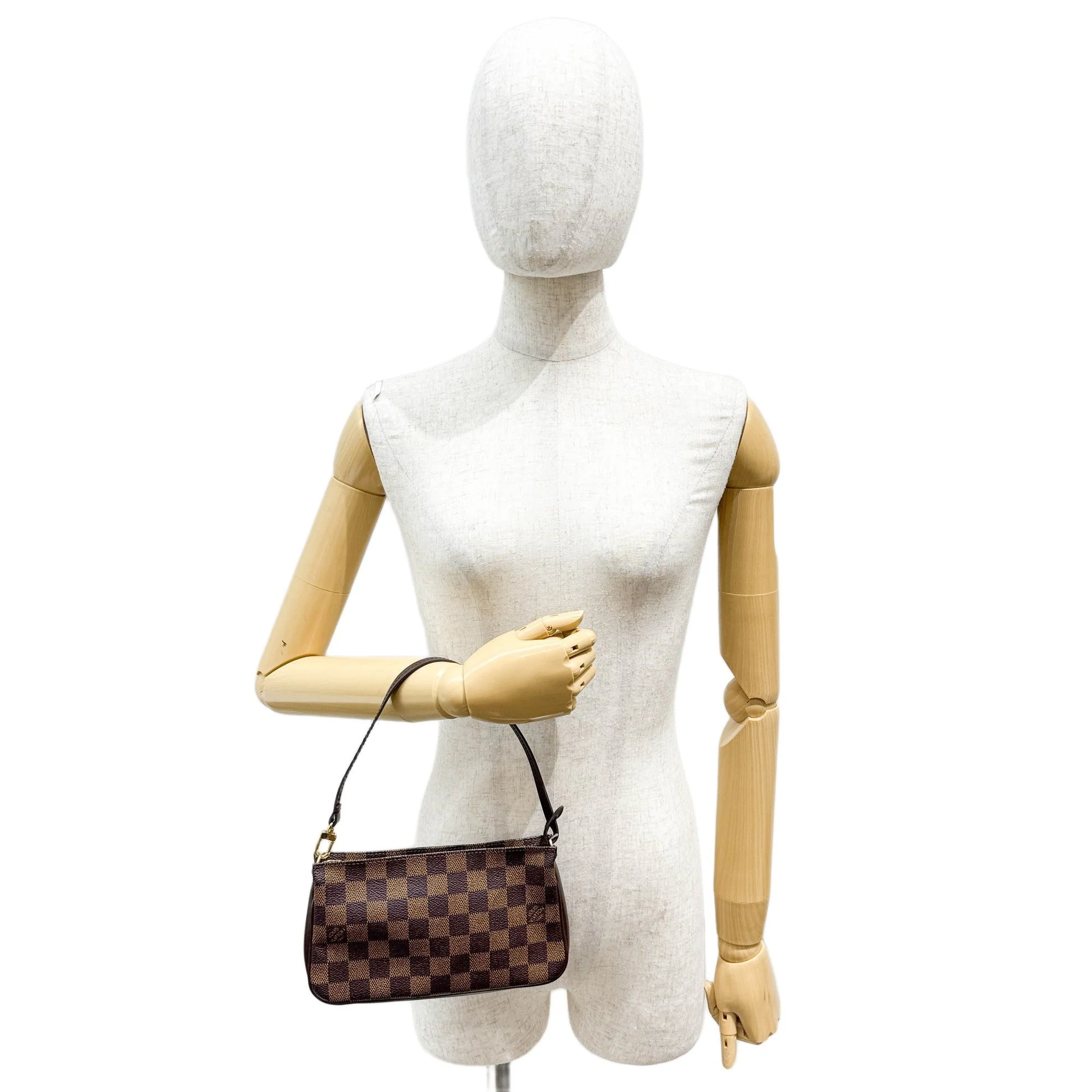 Pochette Accessoire Brown Coated Canvas Hand Bag - Image 3