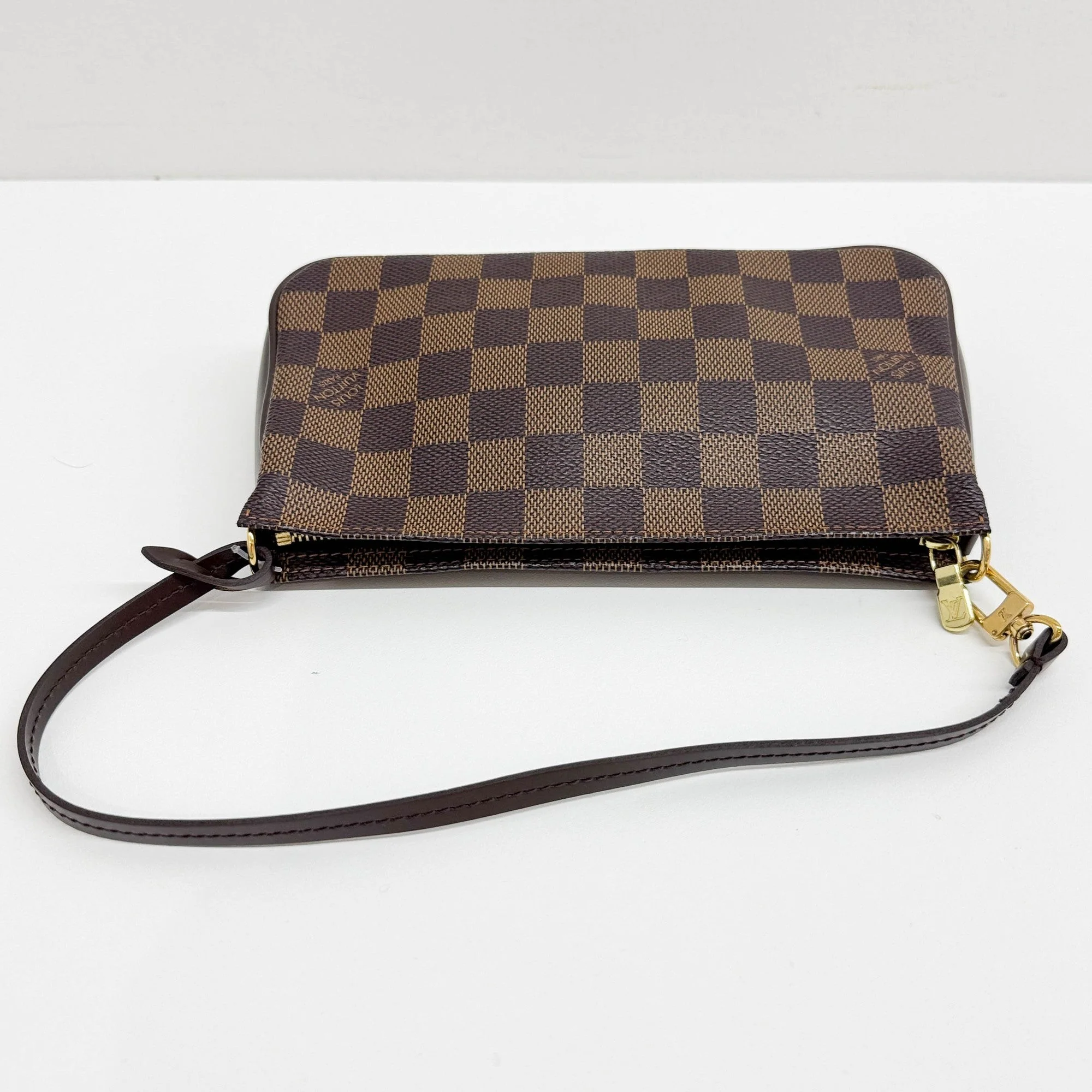 Pochette Accessoire Brown Coated Canvas Hand Bag - Image 7
