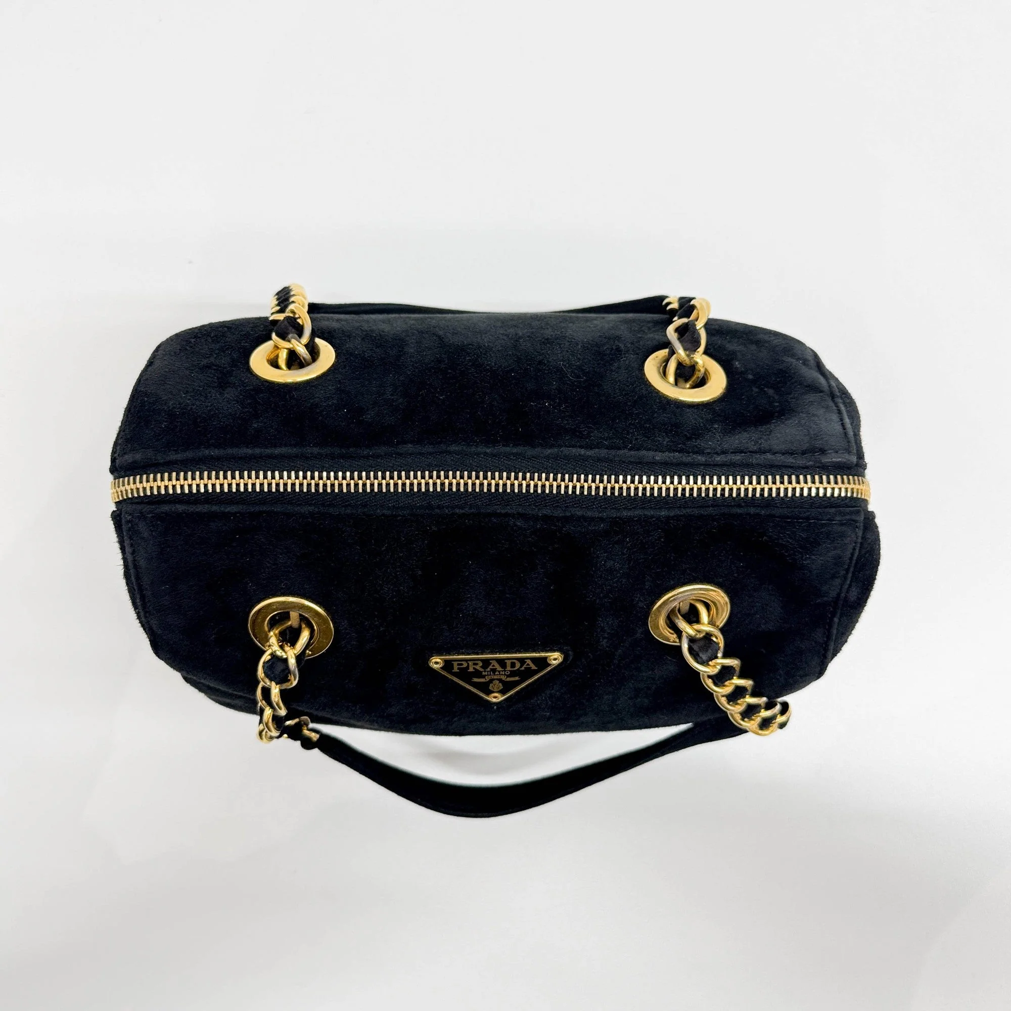PRADA Black Suede Handbag - Image 6