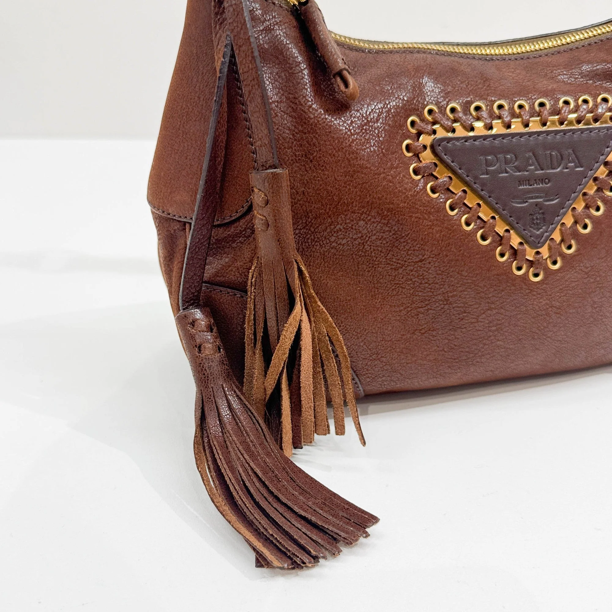PRADA Brown Leather Shoulder Bag - Image 15