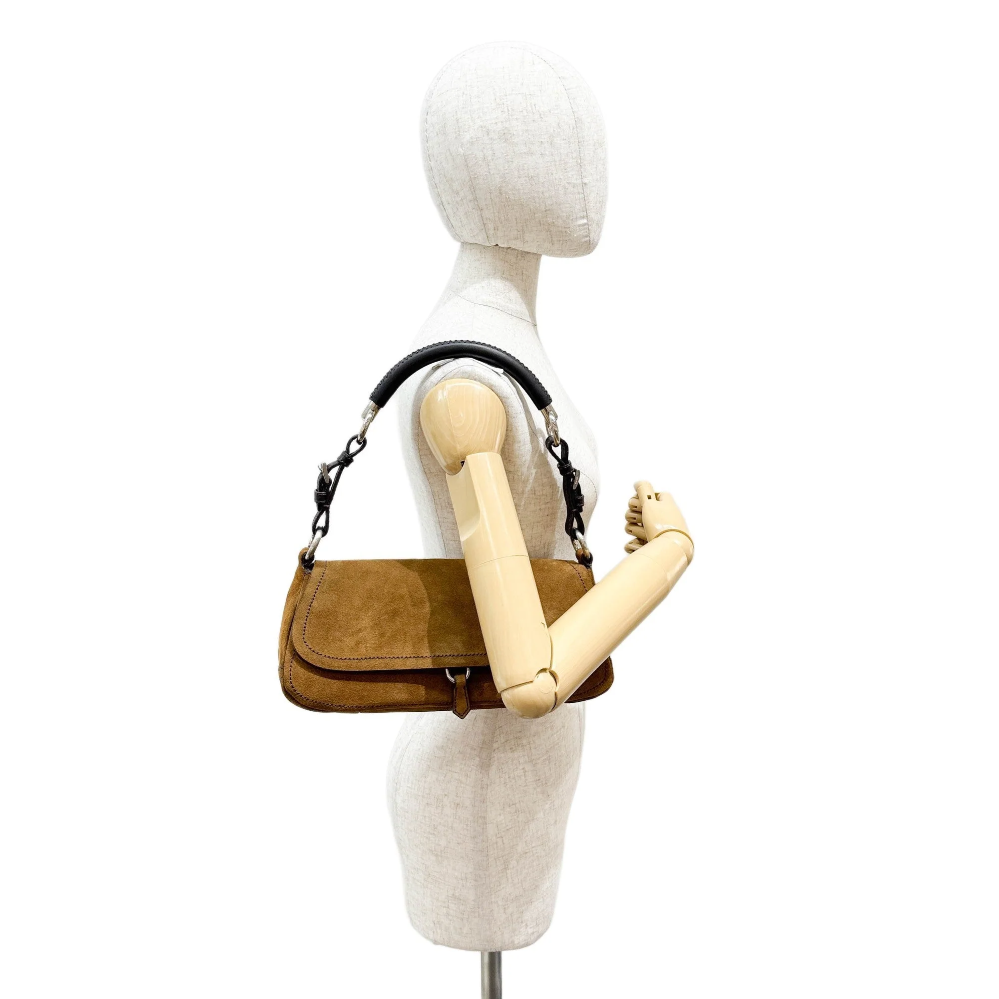 PRADA Brown Suede Leather Shoulder Bag - Image 3