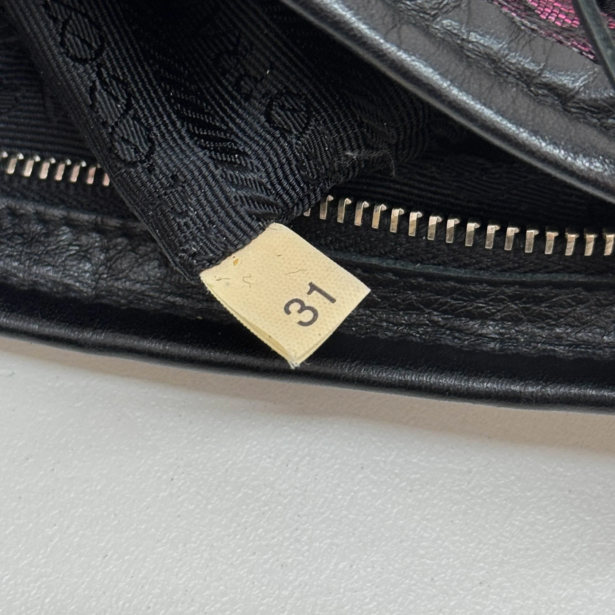 Purple and Black Polkadot Embroidered Satin Hand Bag - Image 13